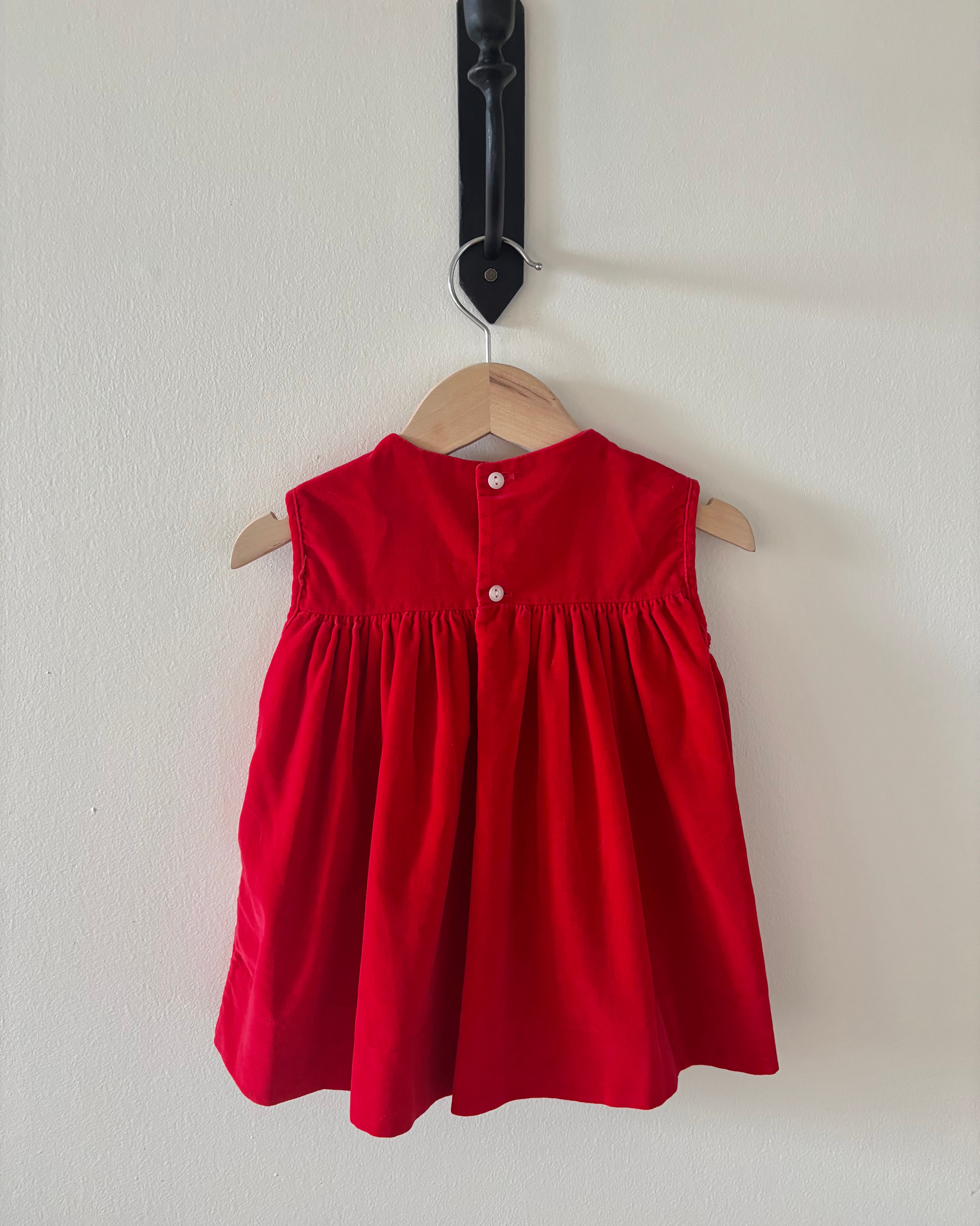 Vintage - Red Velvet Dress 12-18M