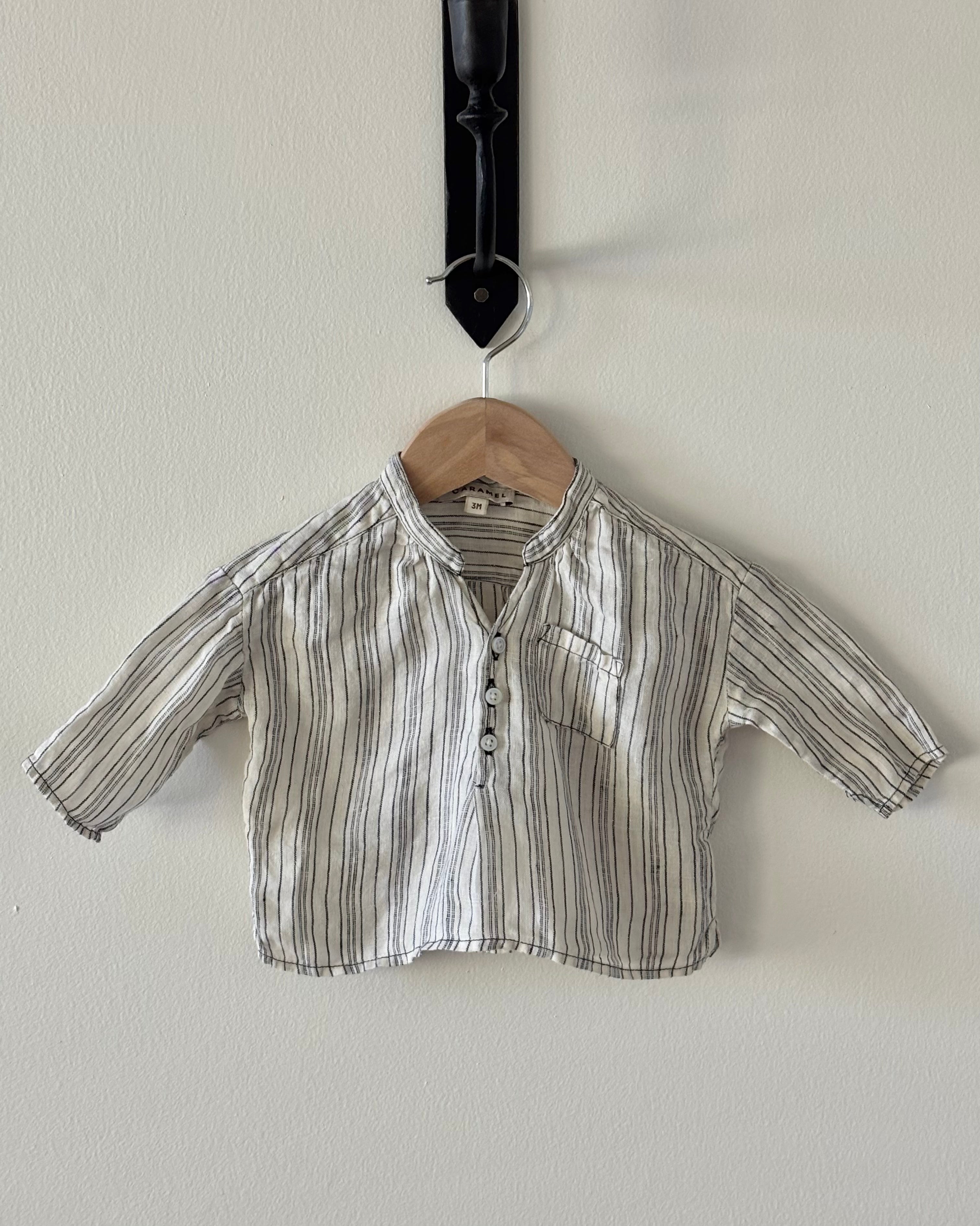 Caramel - Black Stripe Button Front Shirt 3M