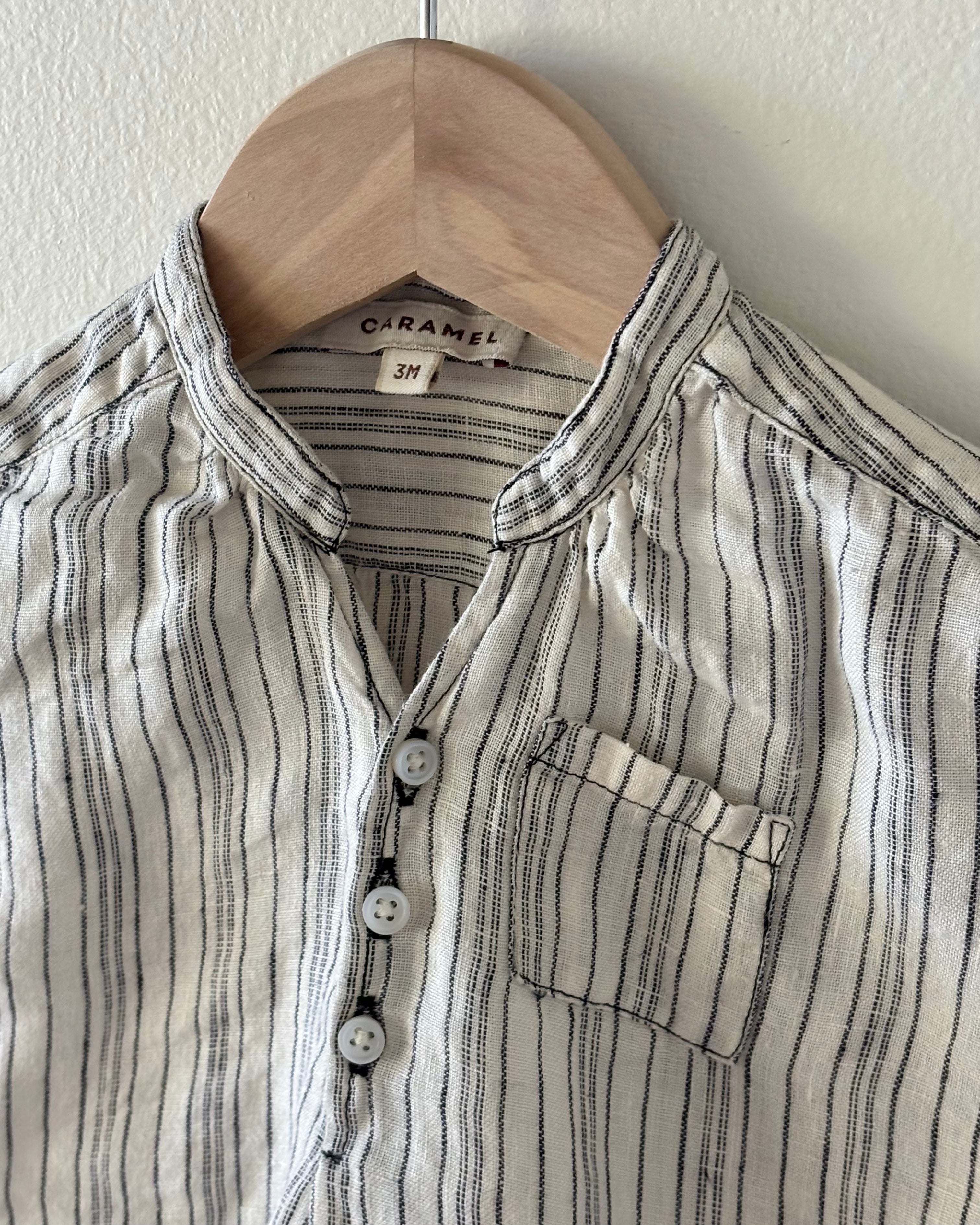 Caramel - Black Stripe Button Front Shirt 3M