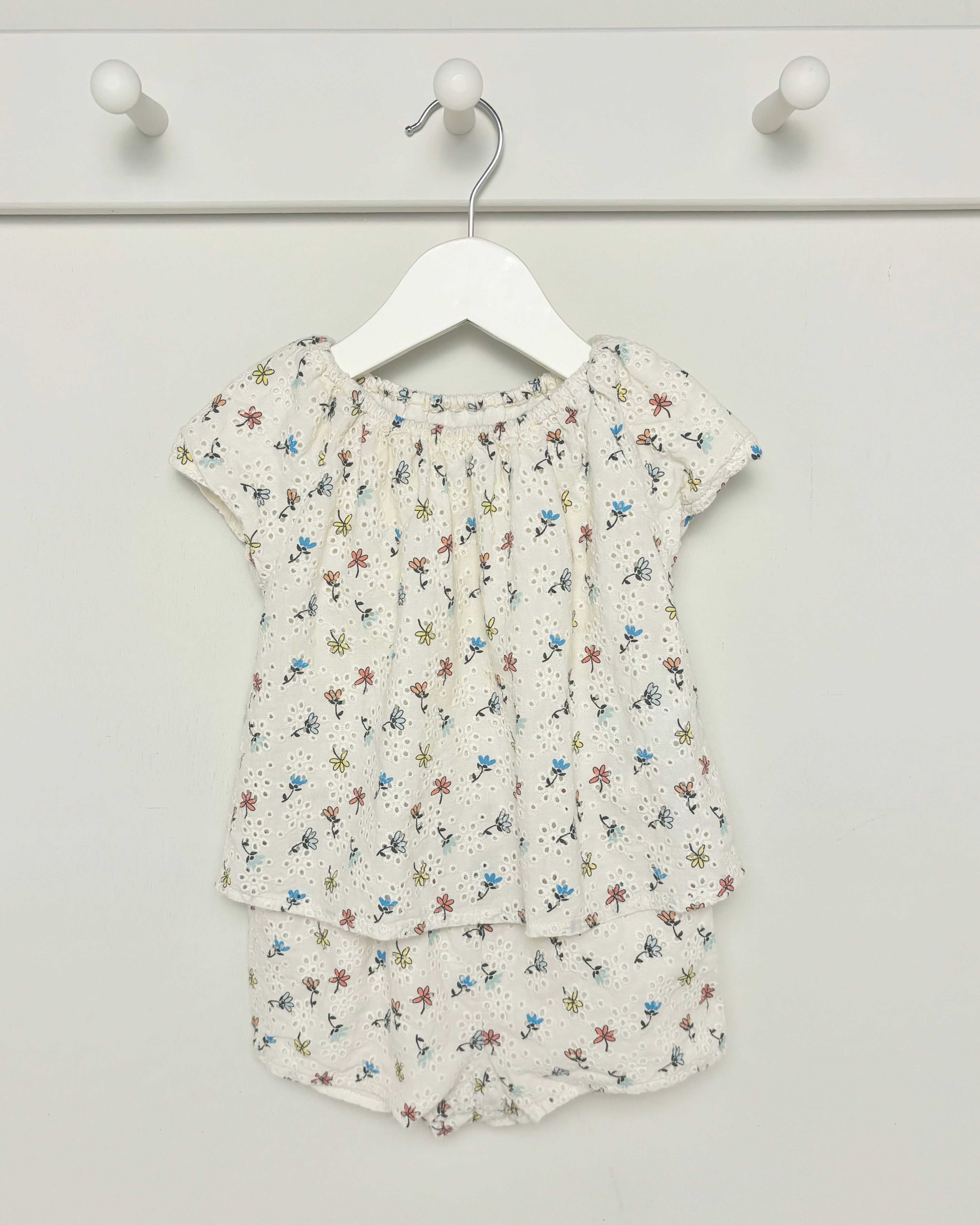 Chloe - Eyelet Floral Romper 12M
