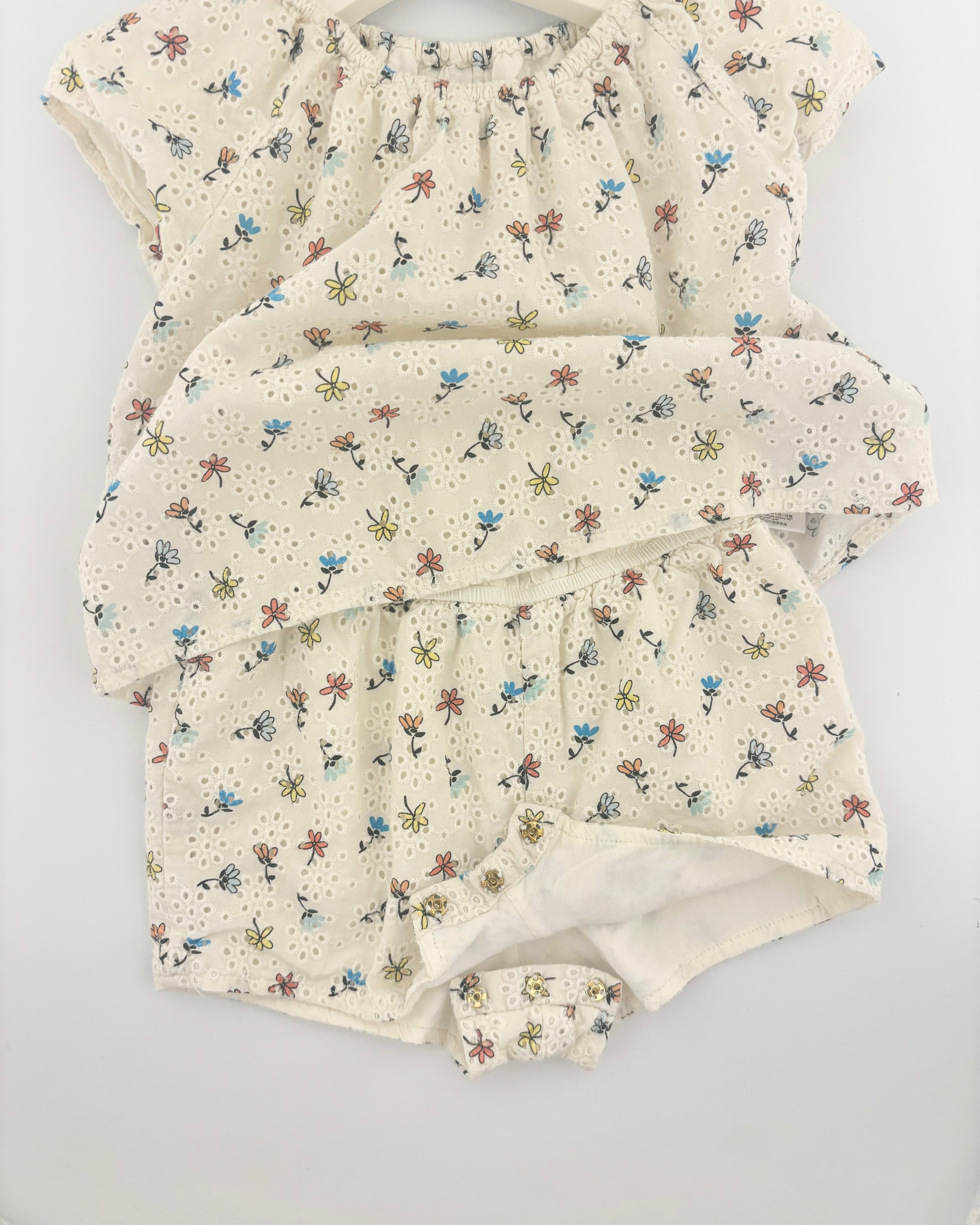 Chloe - Eyelet Floral Romper 12M