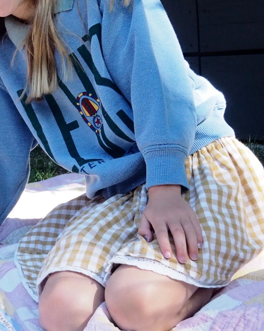 Little Cotton Clothes - Yellow Check Skirt 5-6Y