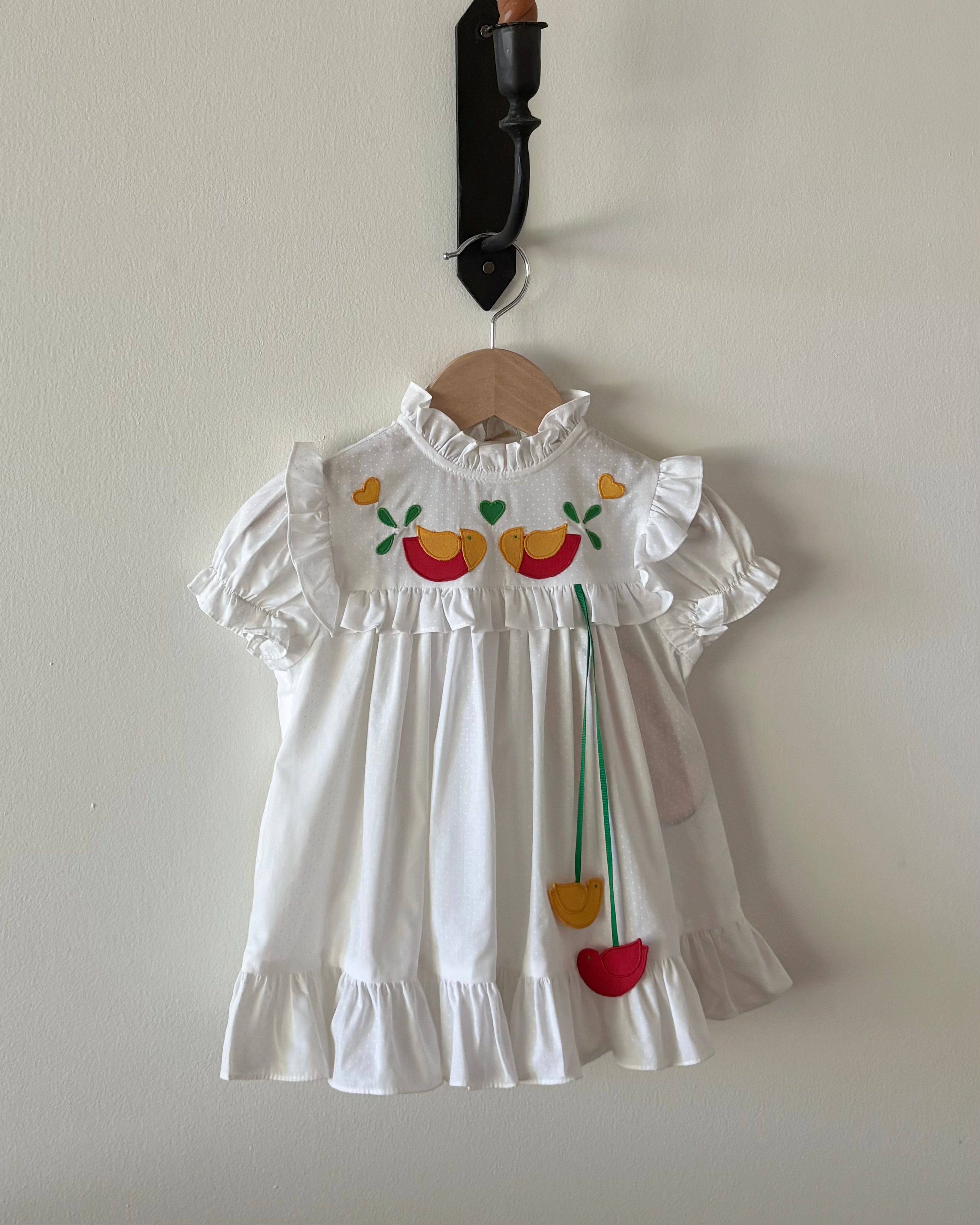 Vintage - Cotton Dress Bird Applique 24M