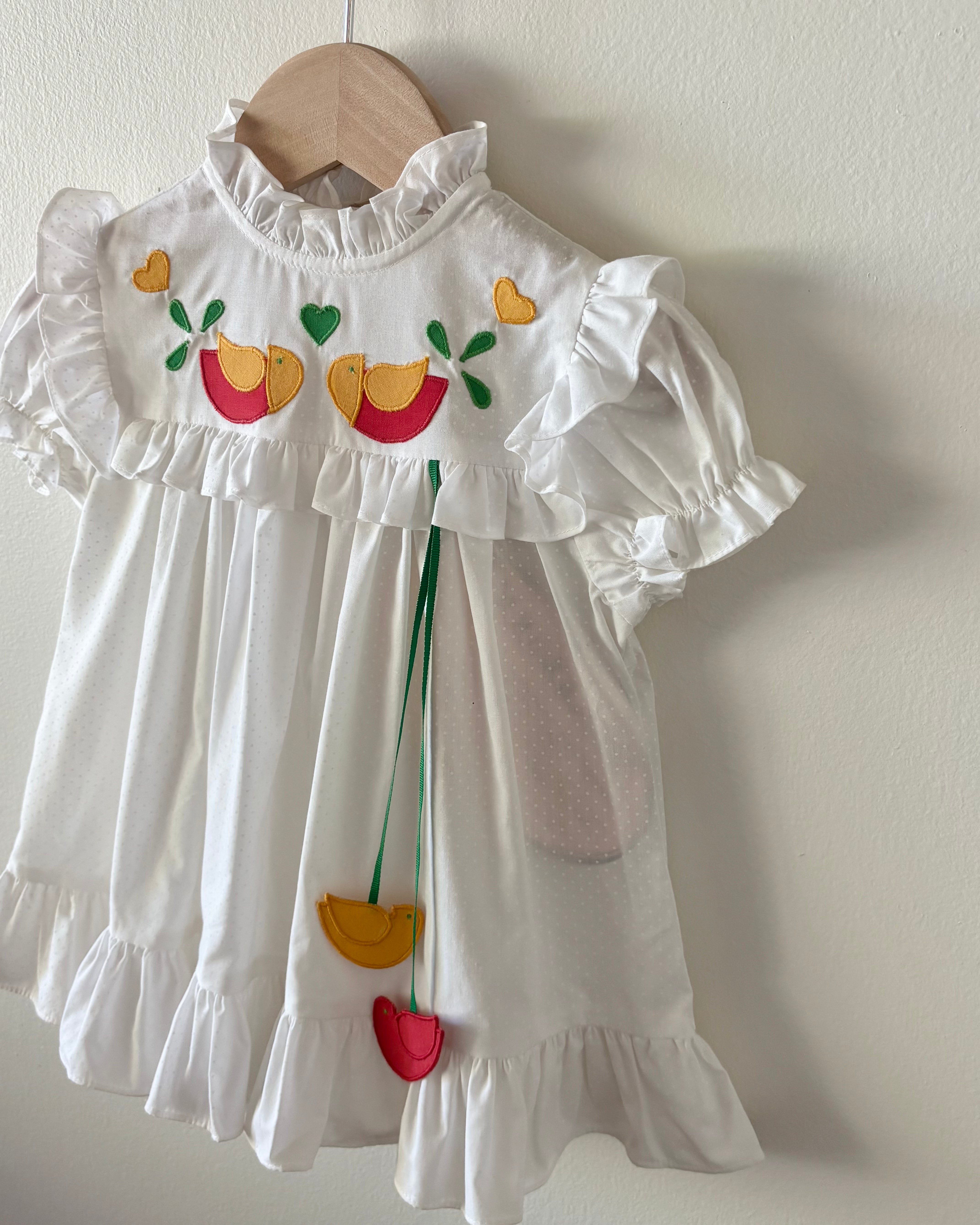 Vintage - Cotton Dress Bird Applique 24M