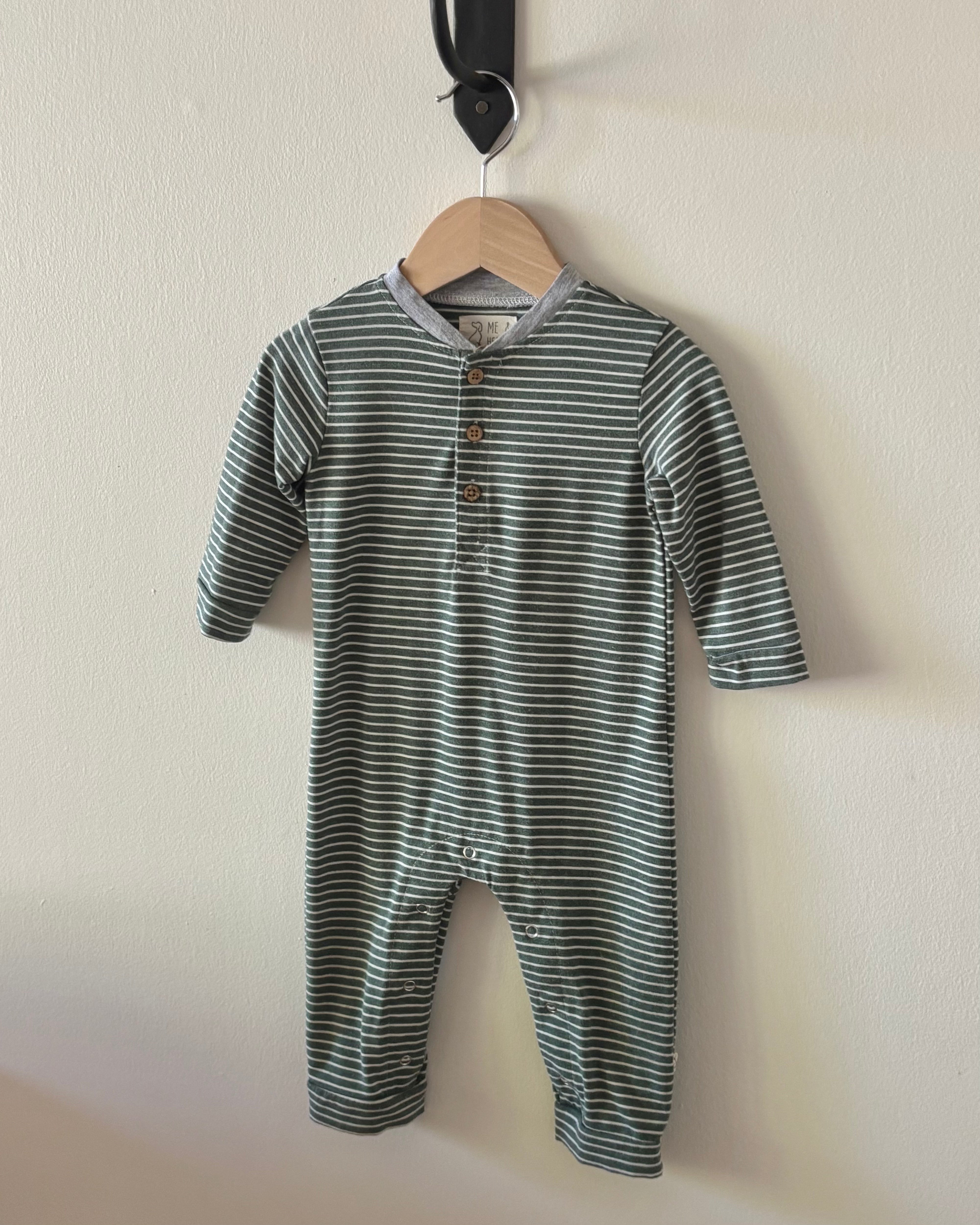Me & Henry - Green Striped Onsie 9-12mo