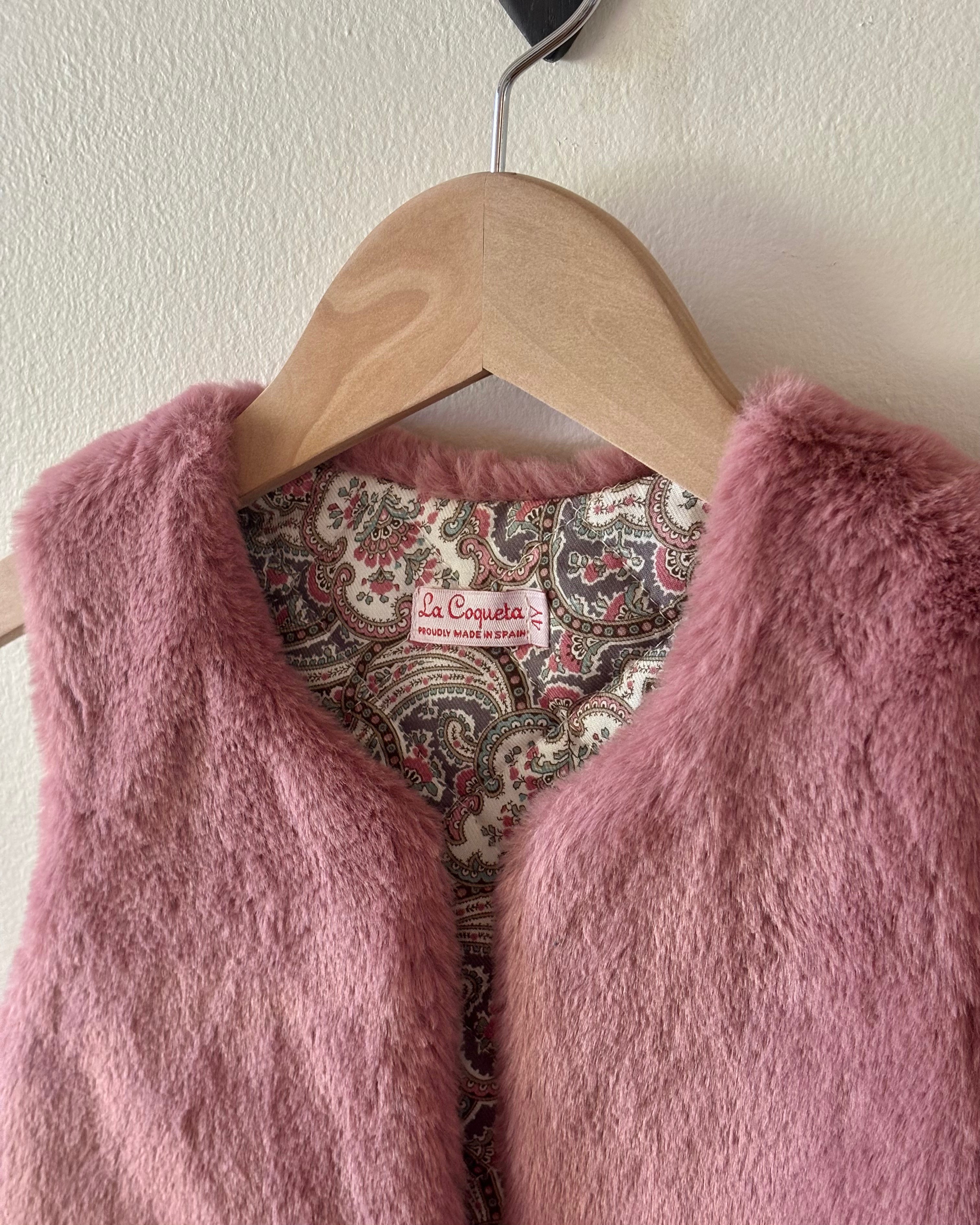 La Coqueta - Purple Faux Fur Quilted Vest 4Y