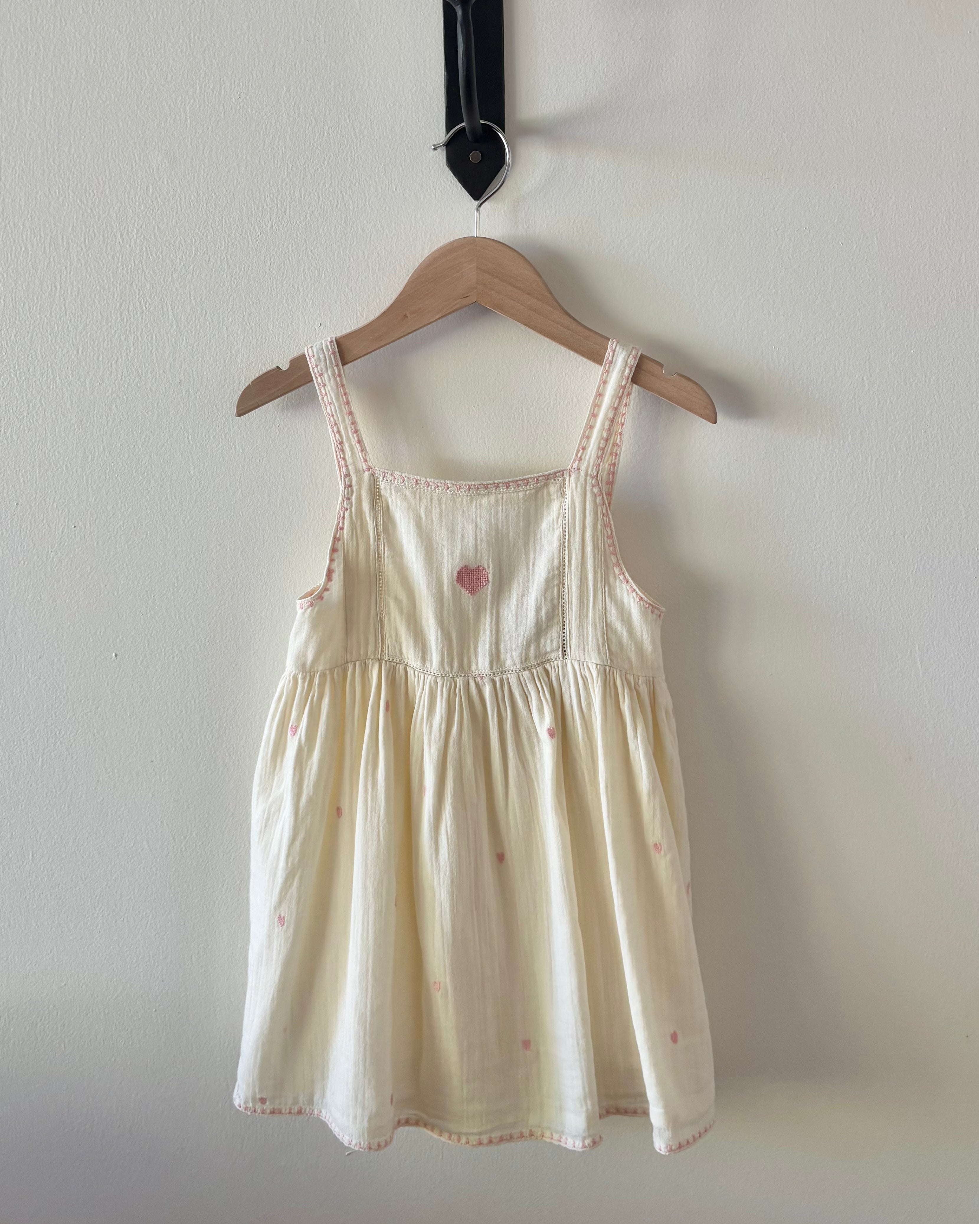 Emila & Ida - Ivory Heart Embroidery Dress 4Y