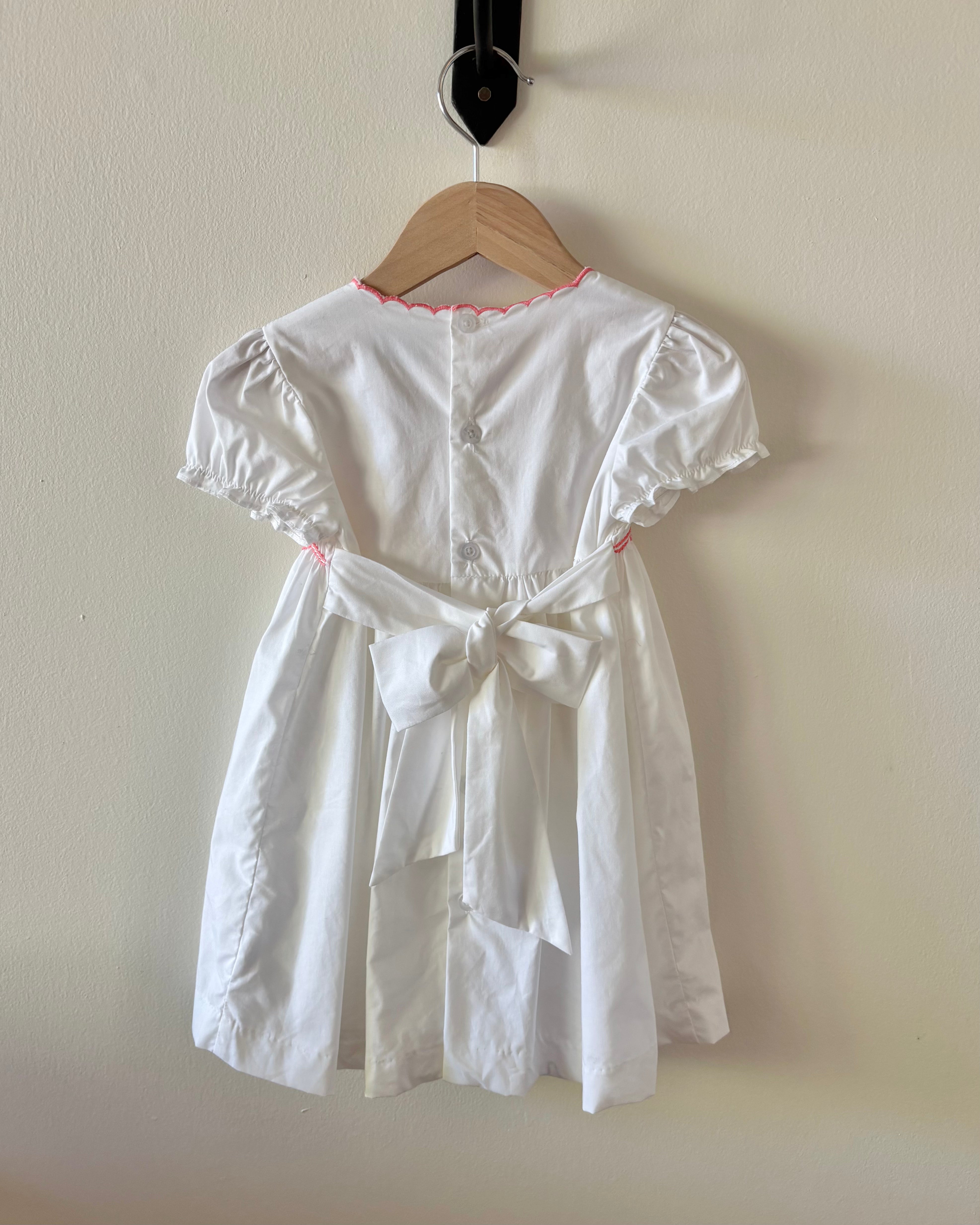 Phlona - White smocked floral dress 6Y