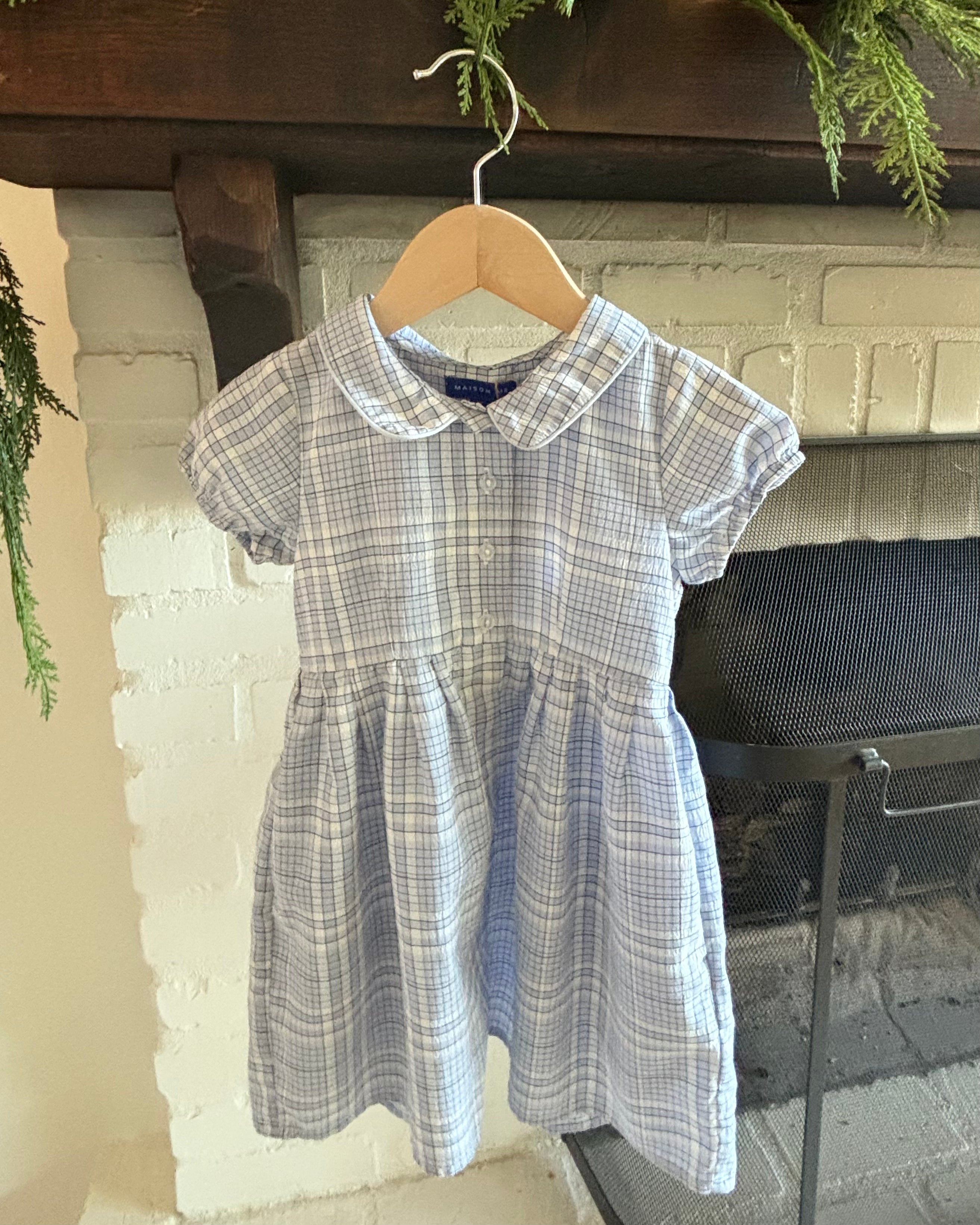 Maison Me - Blue Plaid Dress 3-4Y