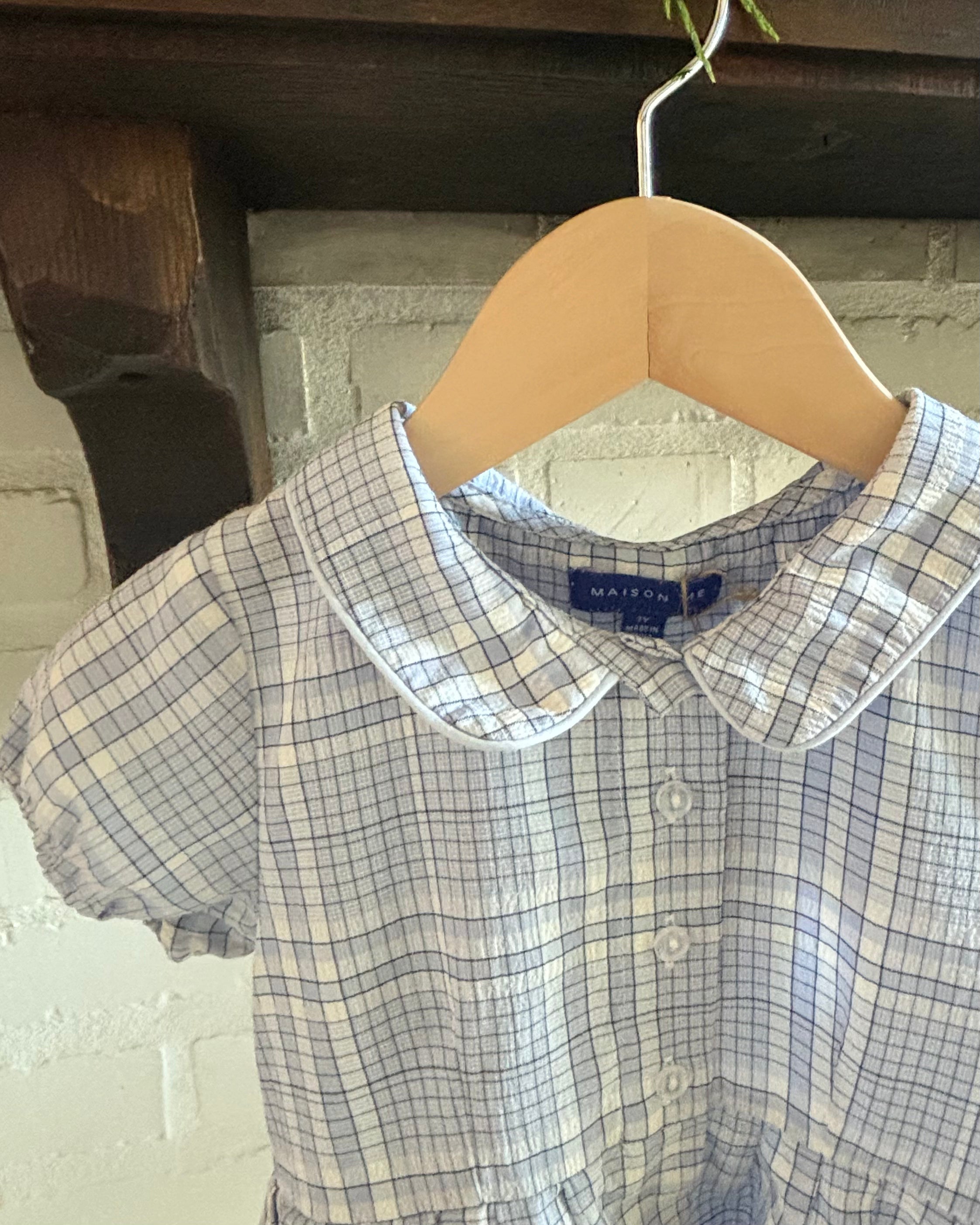 Maison Me - Blue Plaid Dress 3-4Y