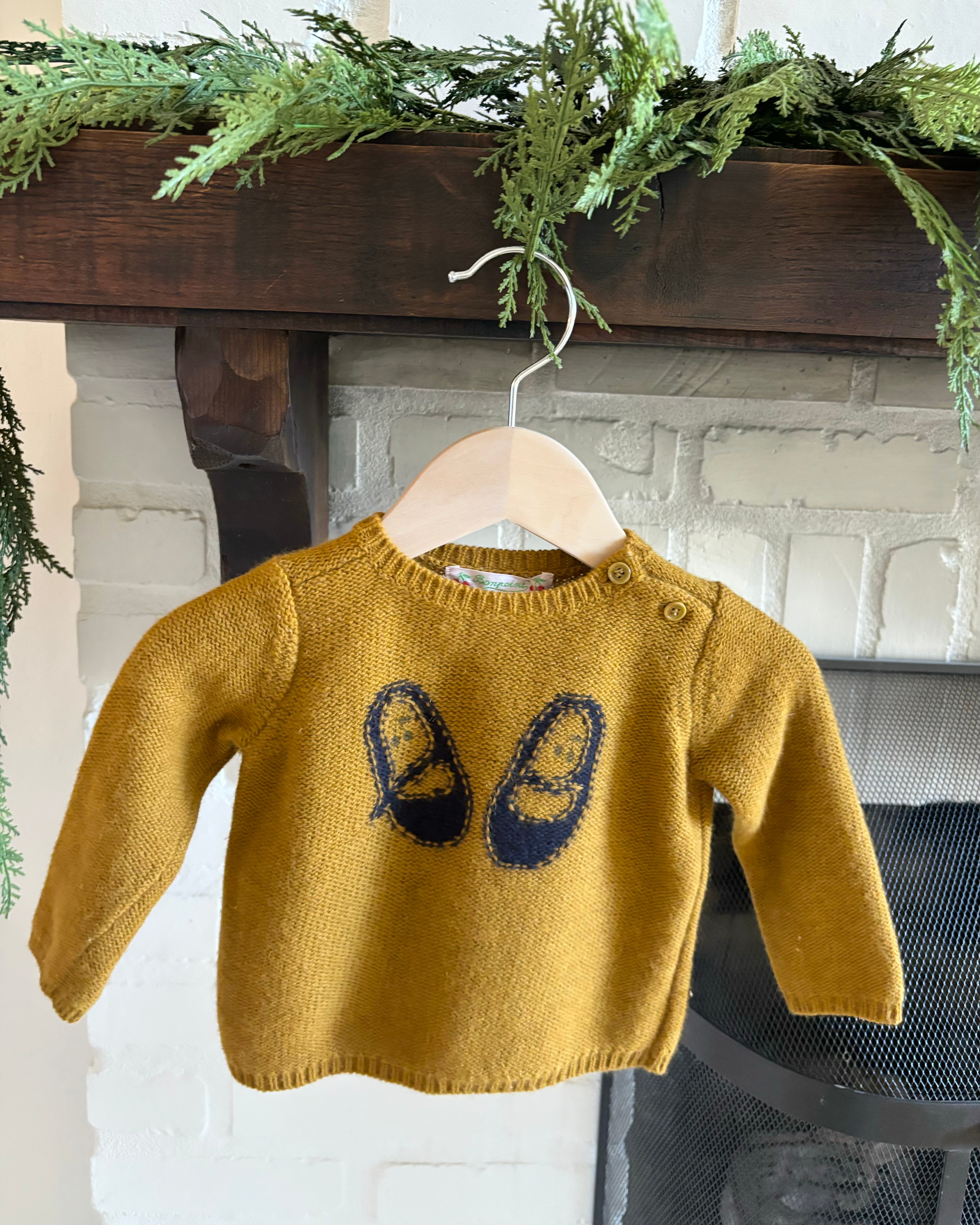Bonpoint - Marigold Shoe Embroidered Sweater 6-12M