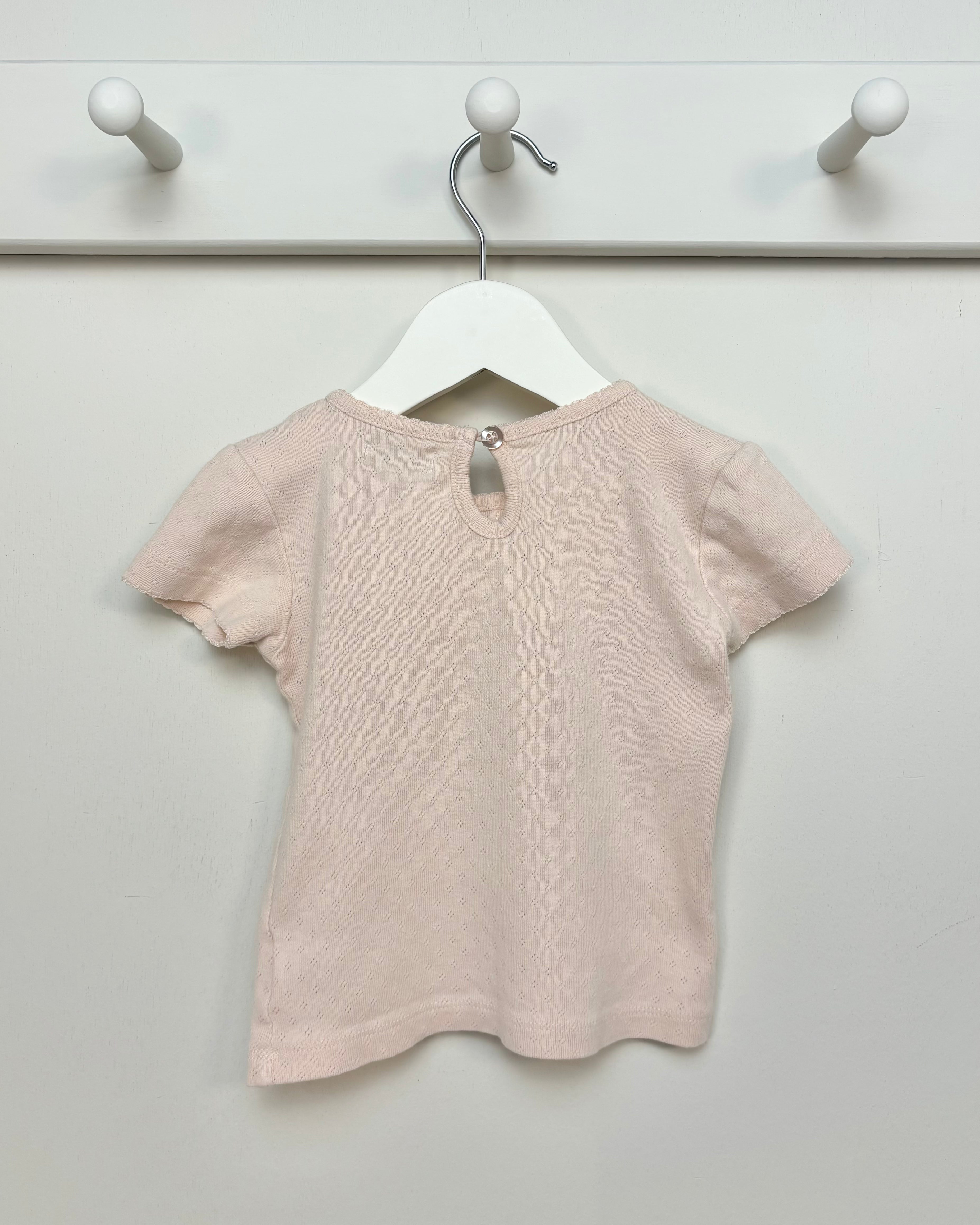 Maison Me - Pink Pointelle Tee 18-24M