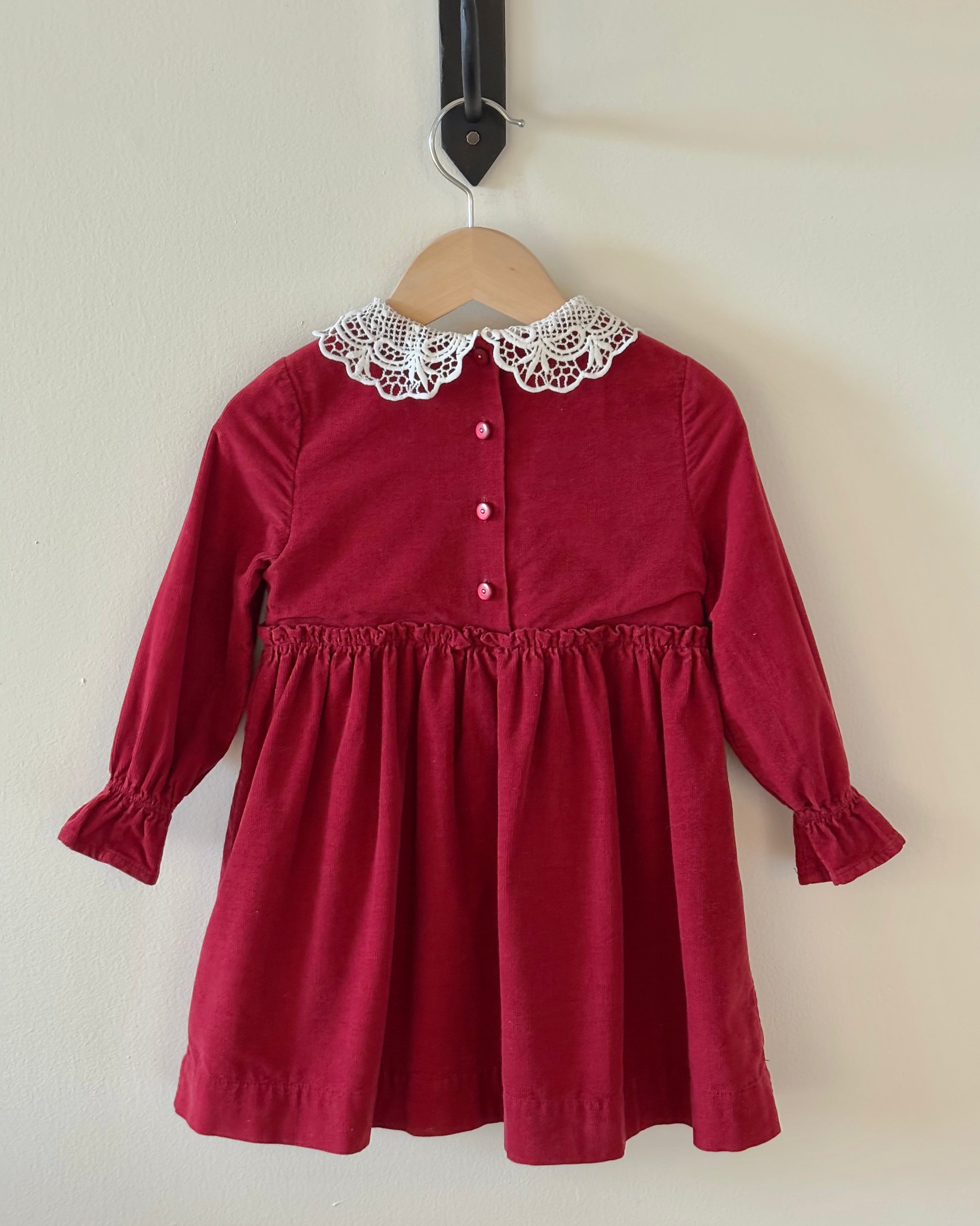 Maison Me - Red Corduroy Holiday Dress 3Y