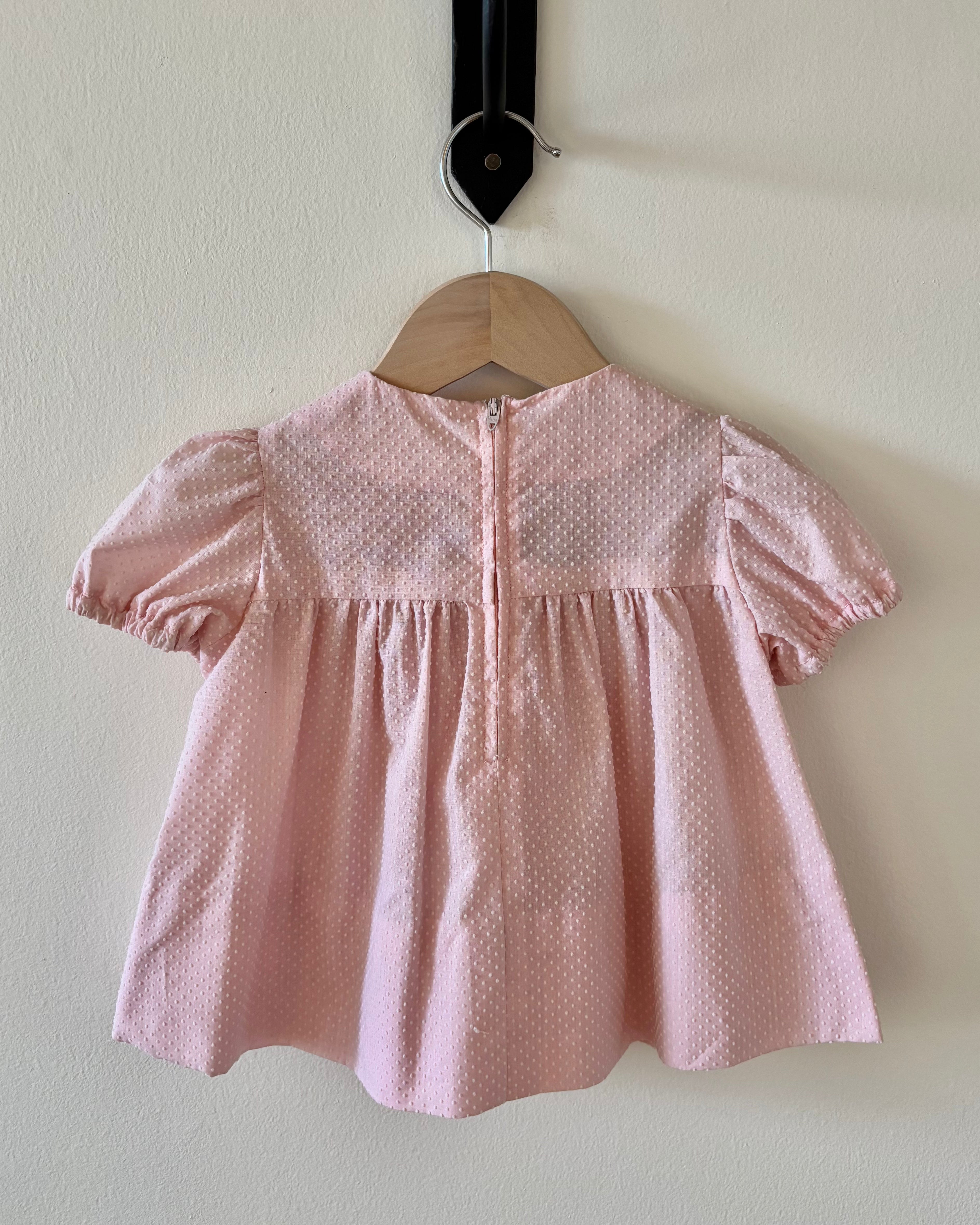 Vintage - Pink Swiss Dot Top 3-4Y