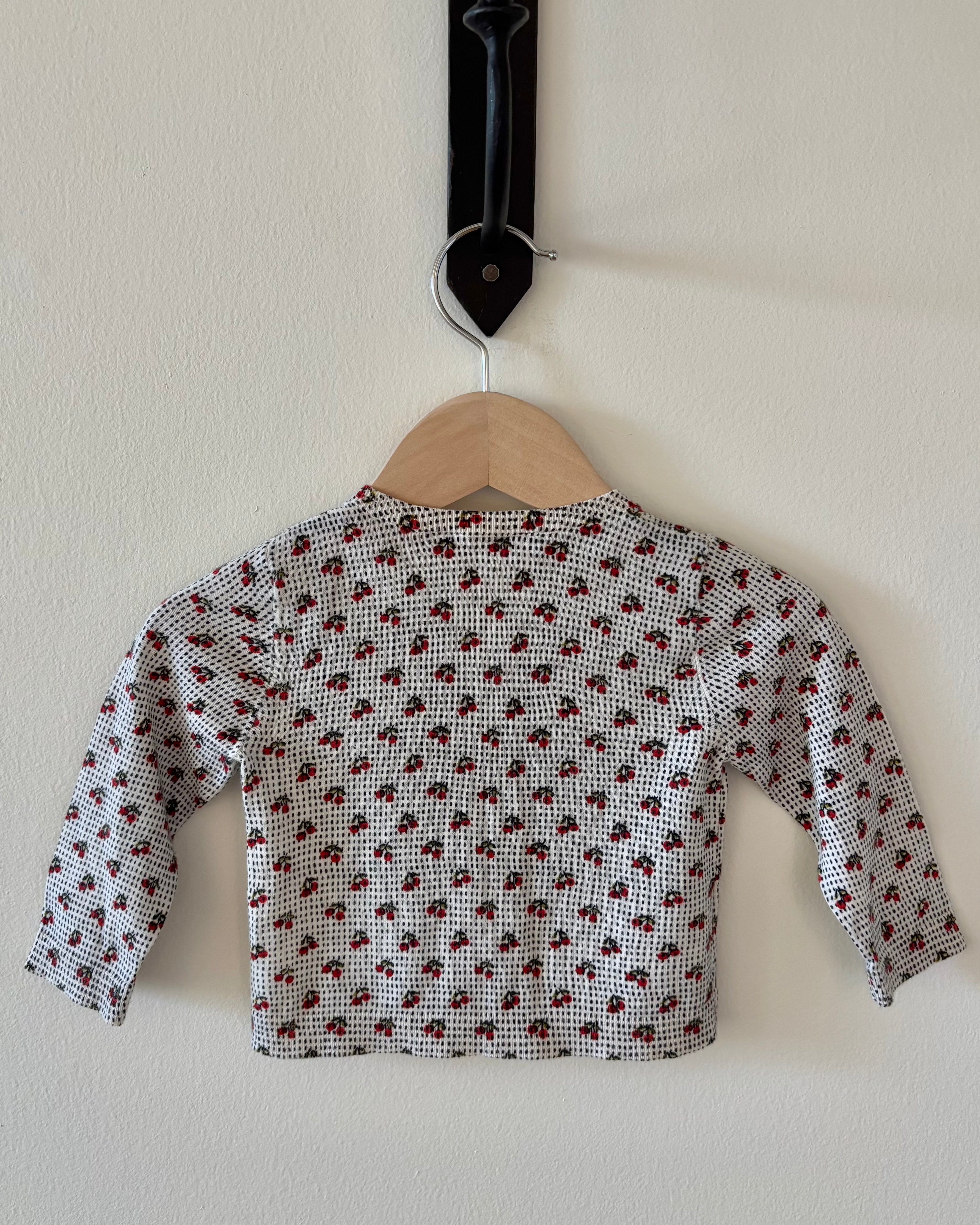 Bonpoint - Cherries & Black Dot Knit Cardigan 6-12M