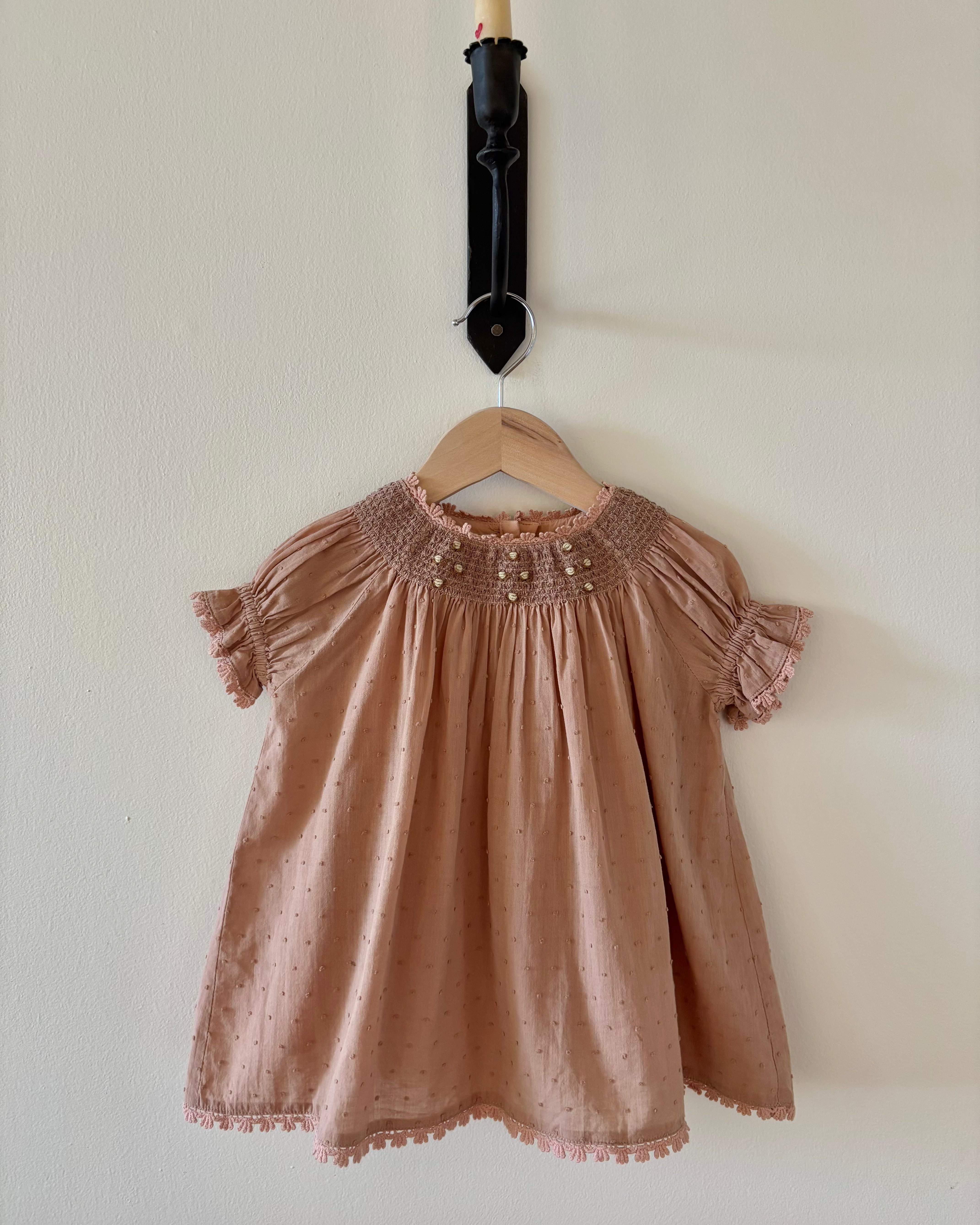 Noralee - Pink Swiss Dot Dress 12M