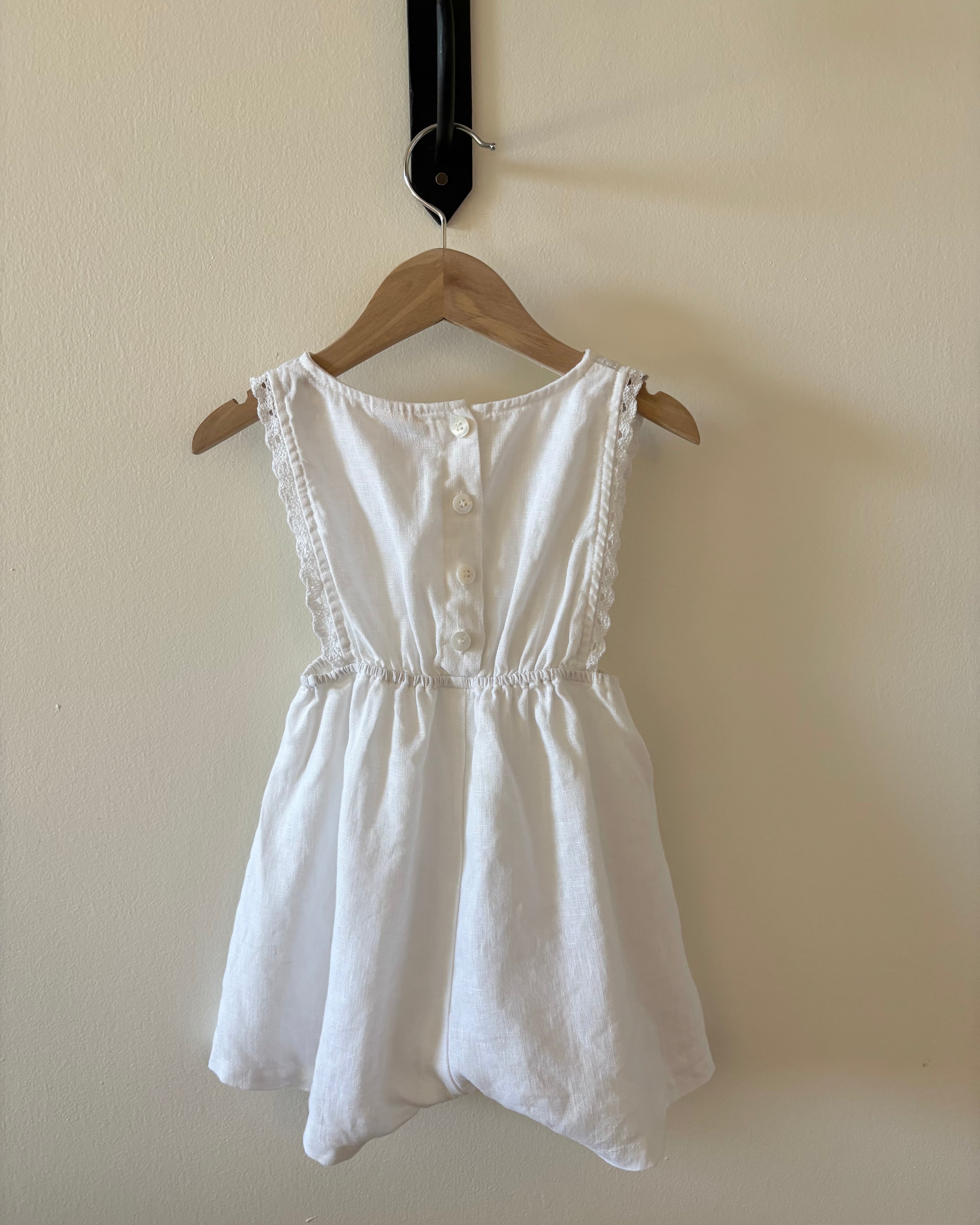 Marlowe & Mae - White Linen Romper 3Y