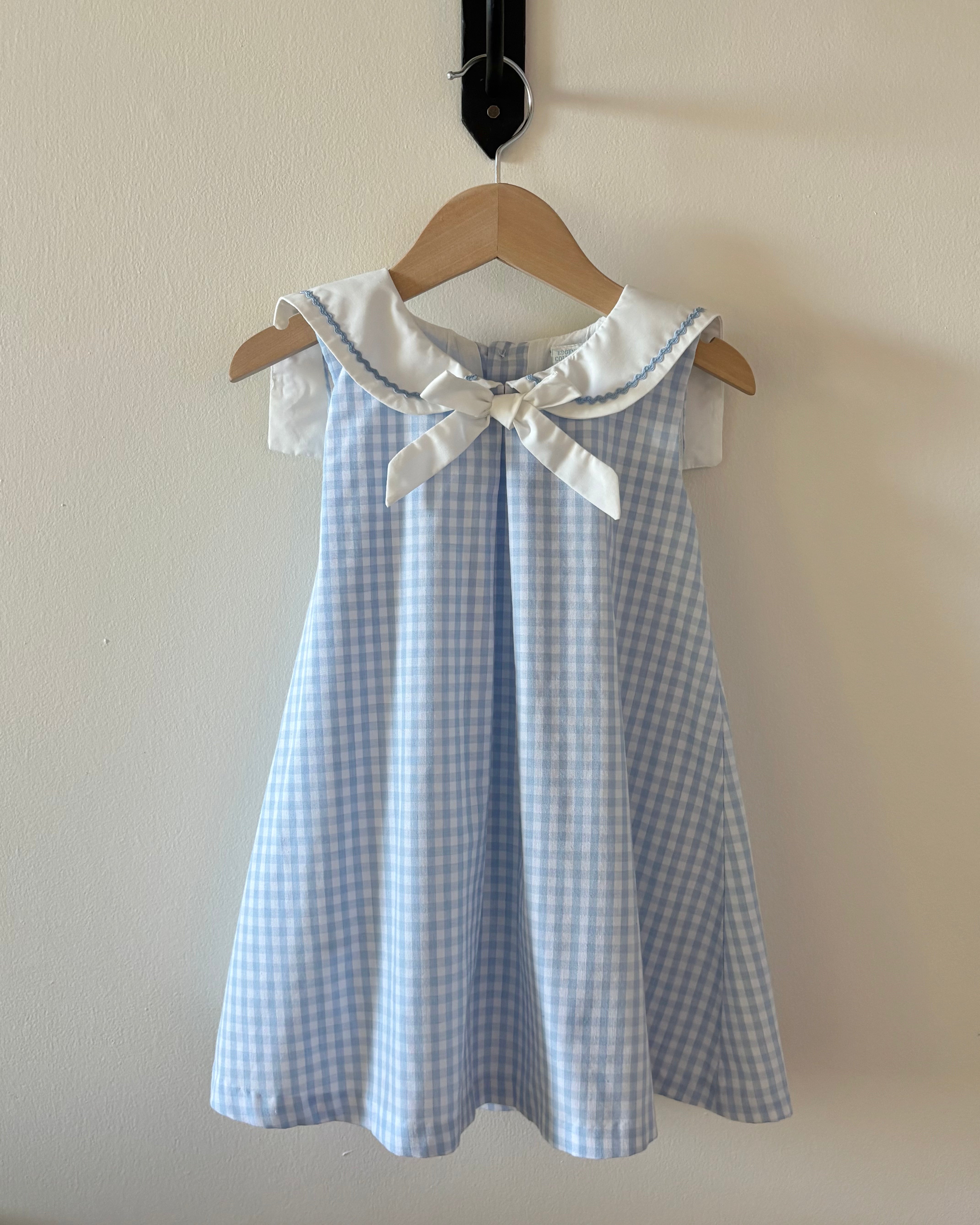 Edgehill Collection - Blue Gingham Sailor Dress 4Y