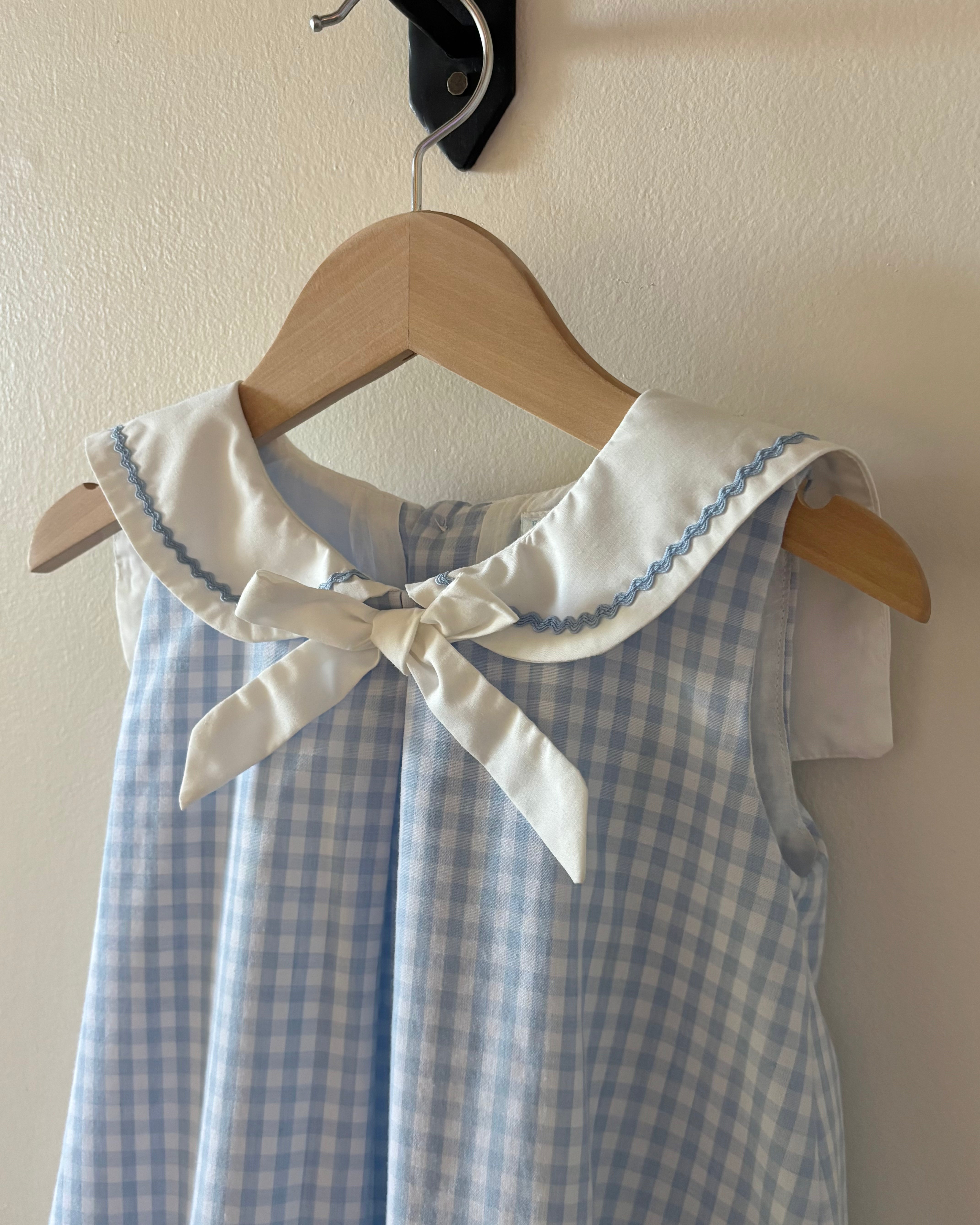 Edgehill Collection - Blue Gingham Sailor Dress 4Y