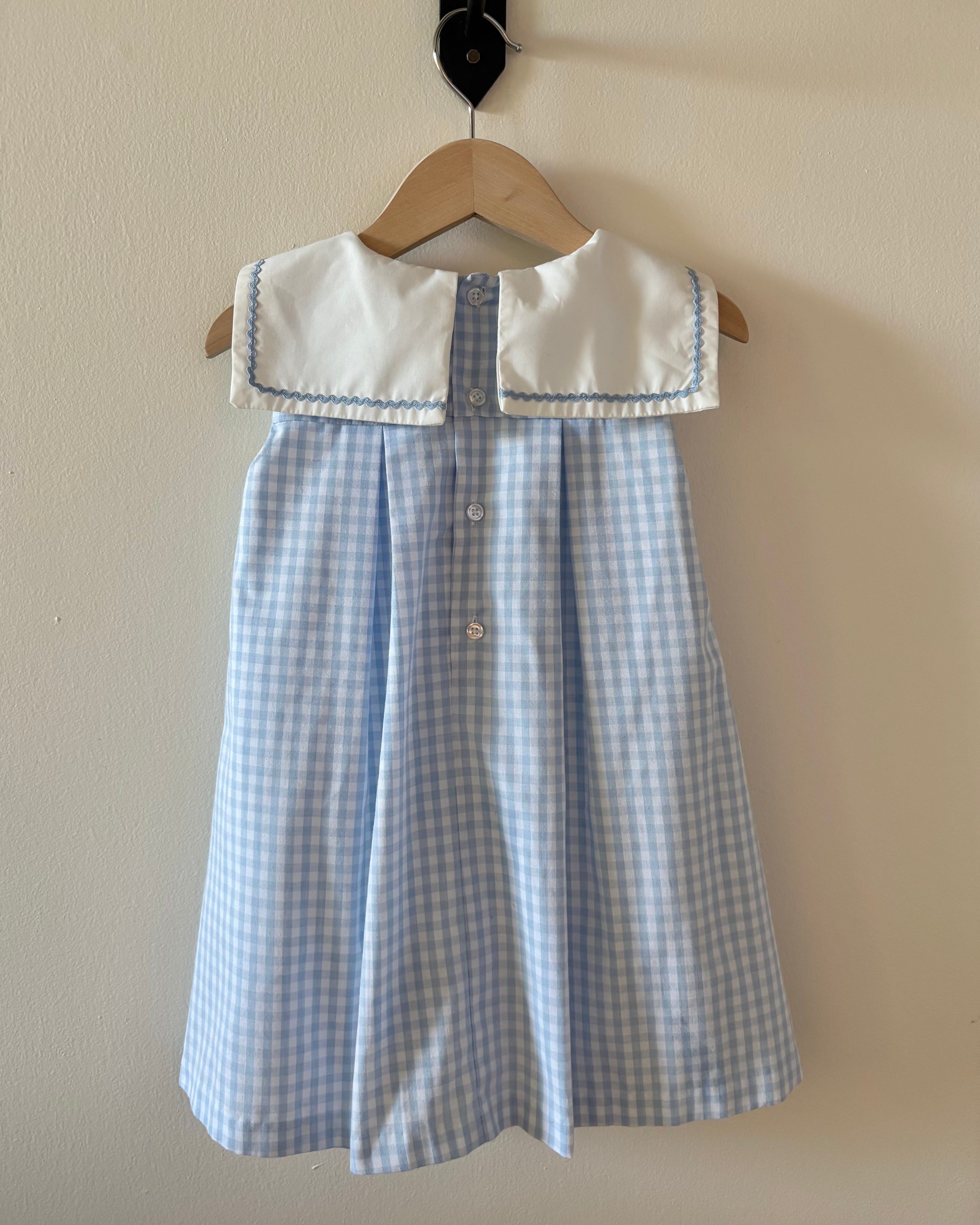 Edgehill Collection - Blue Gingham Sailor Dress 4Y
