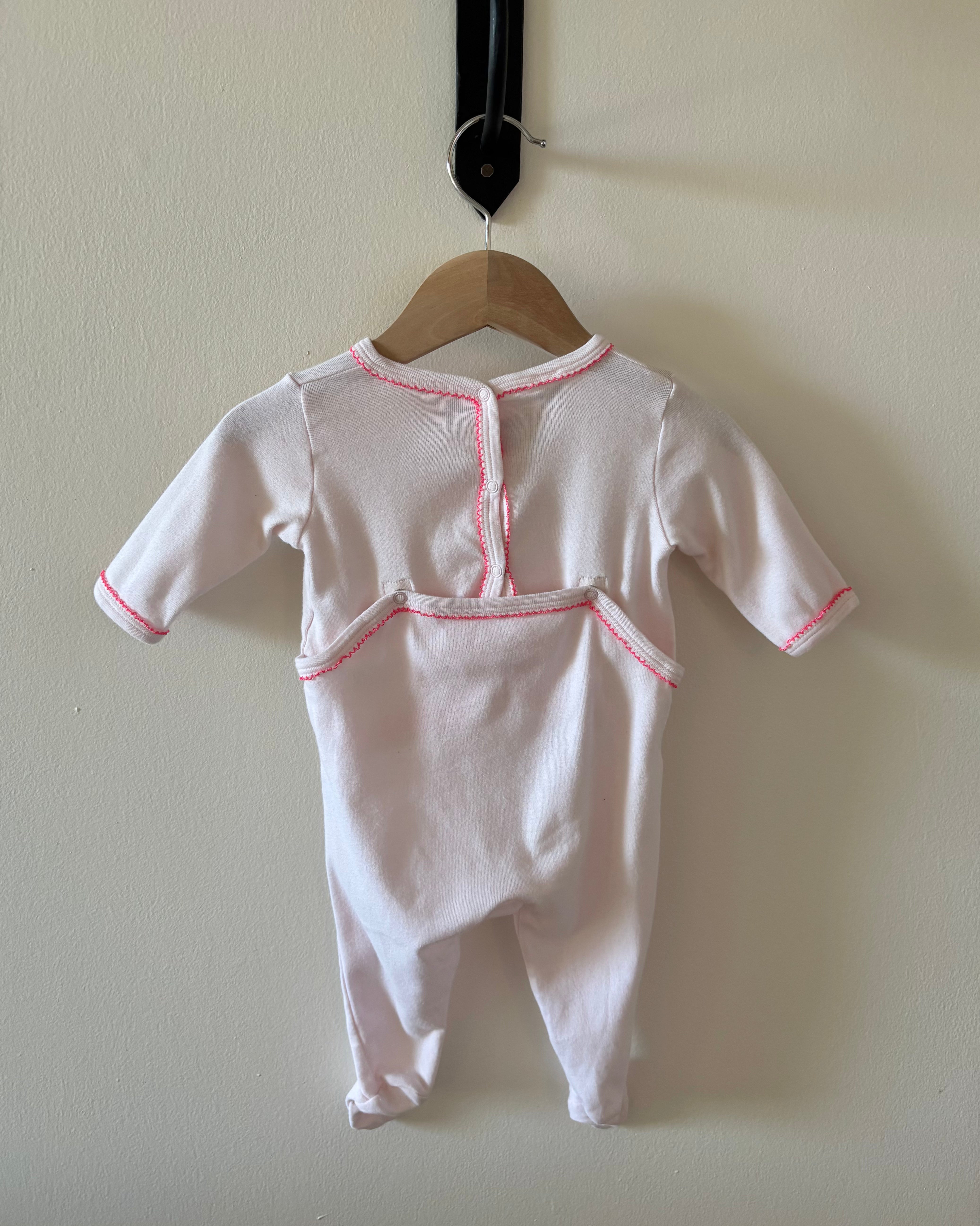 Petit Bateau - Pink Floral Cotton Onsie 0-3M