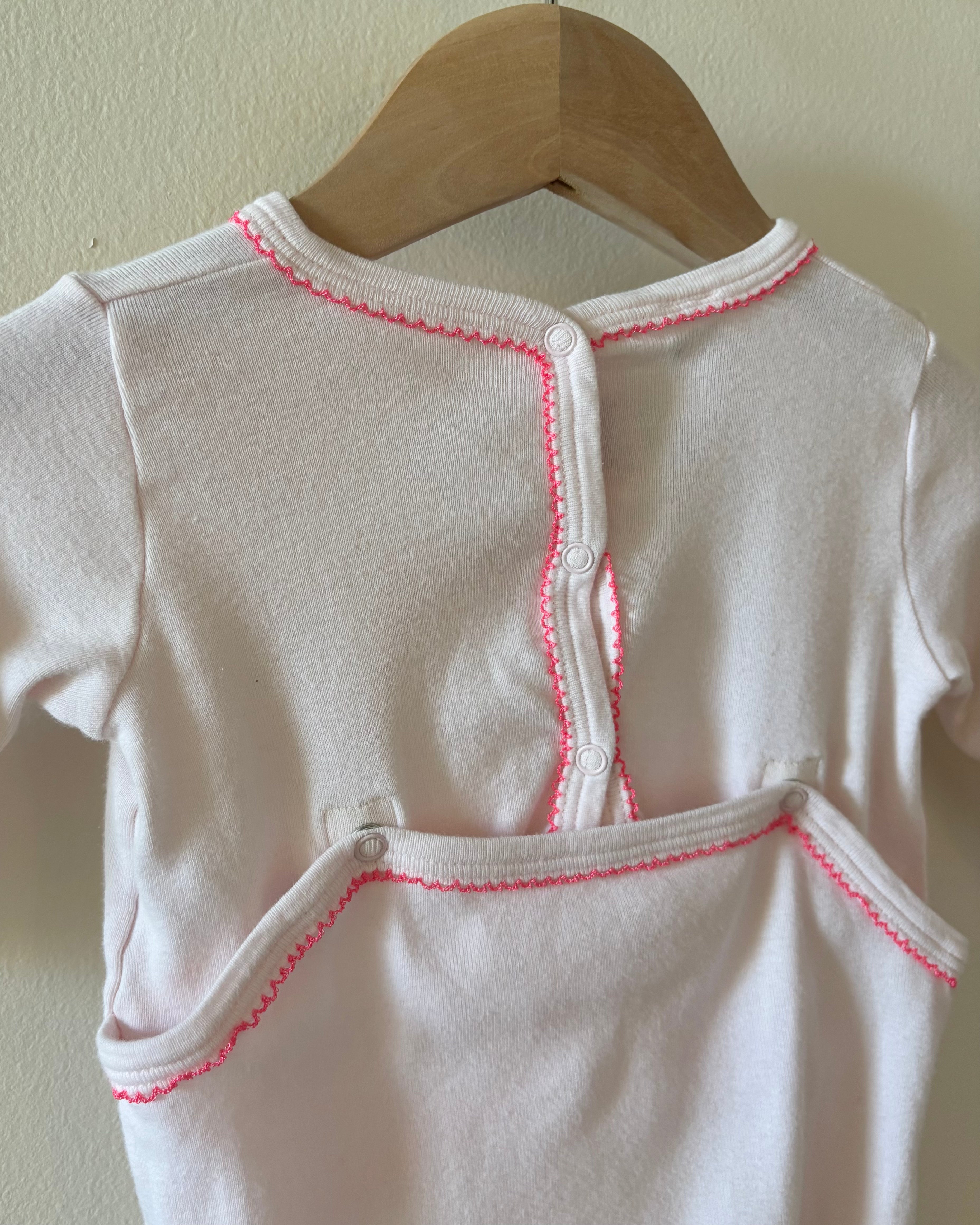 Petit Bateau - Pink Floral Cotton Onsie 0-3M