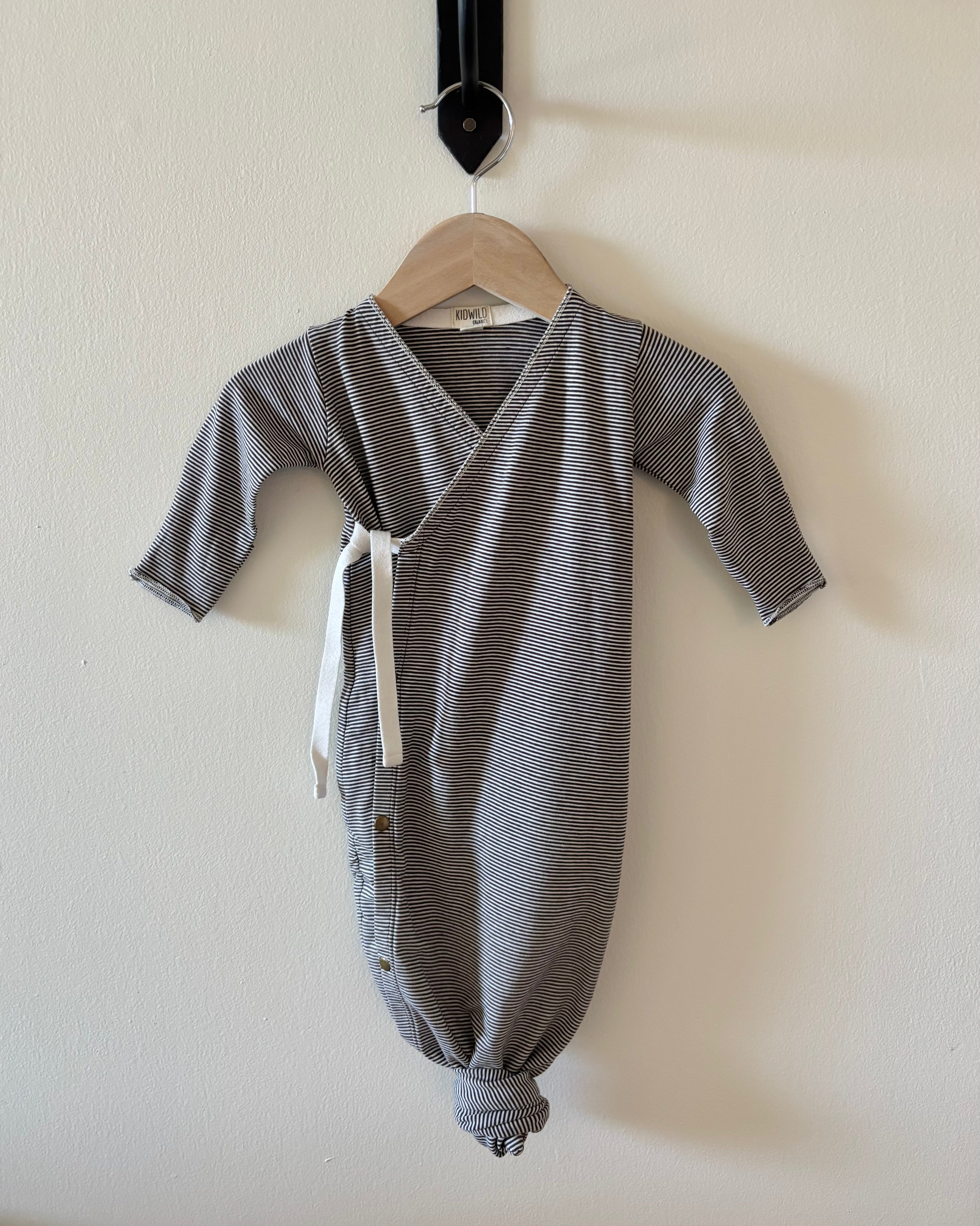 Kid Wild - Black Stripe Gown Onsie 0-3M