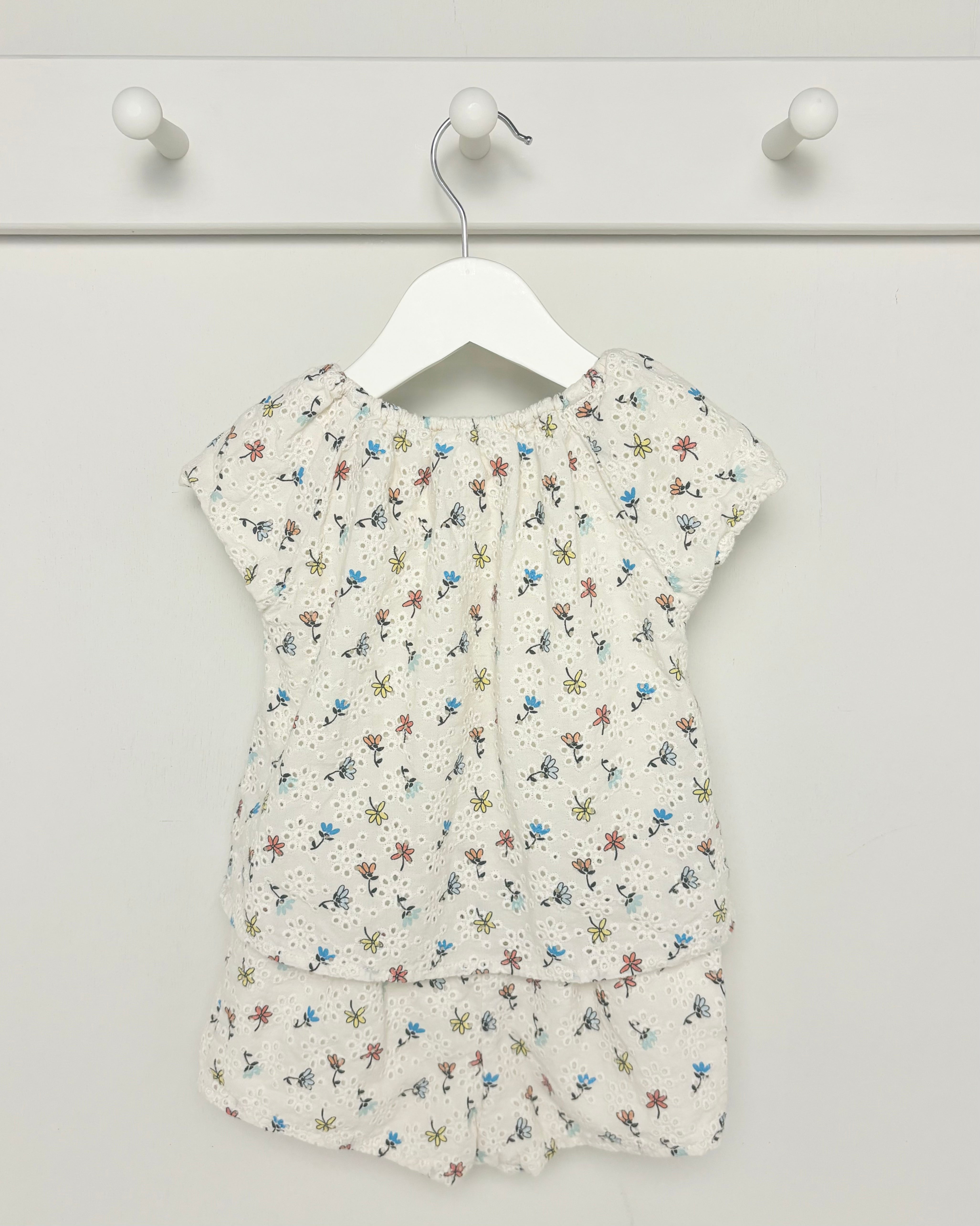 Chloe - Eyelet Floral Romper 12M