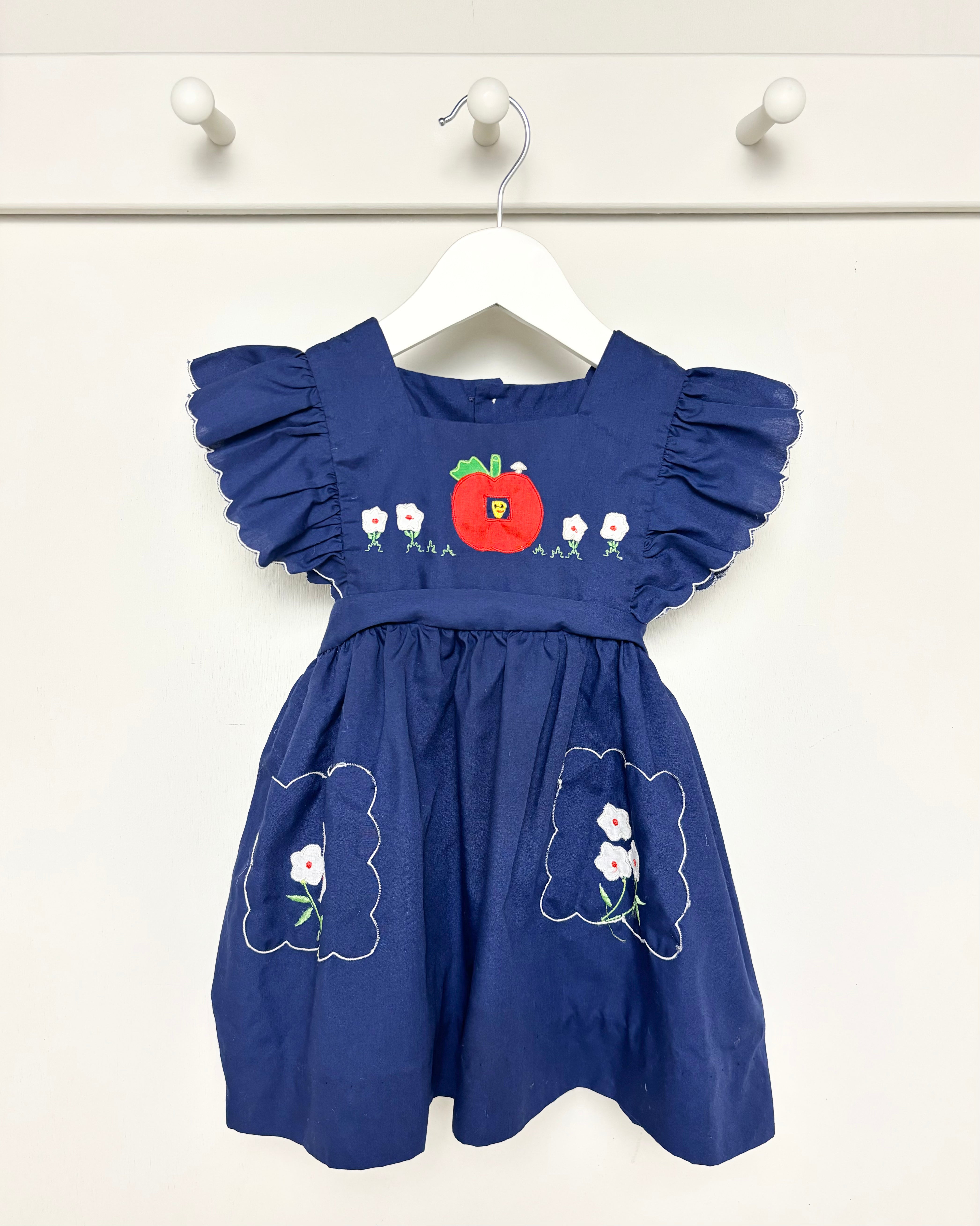 Vintage - Blue Apron Embroidered Dress 18-24M