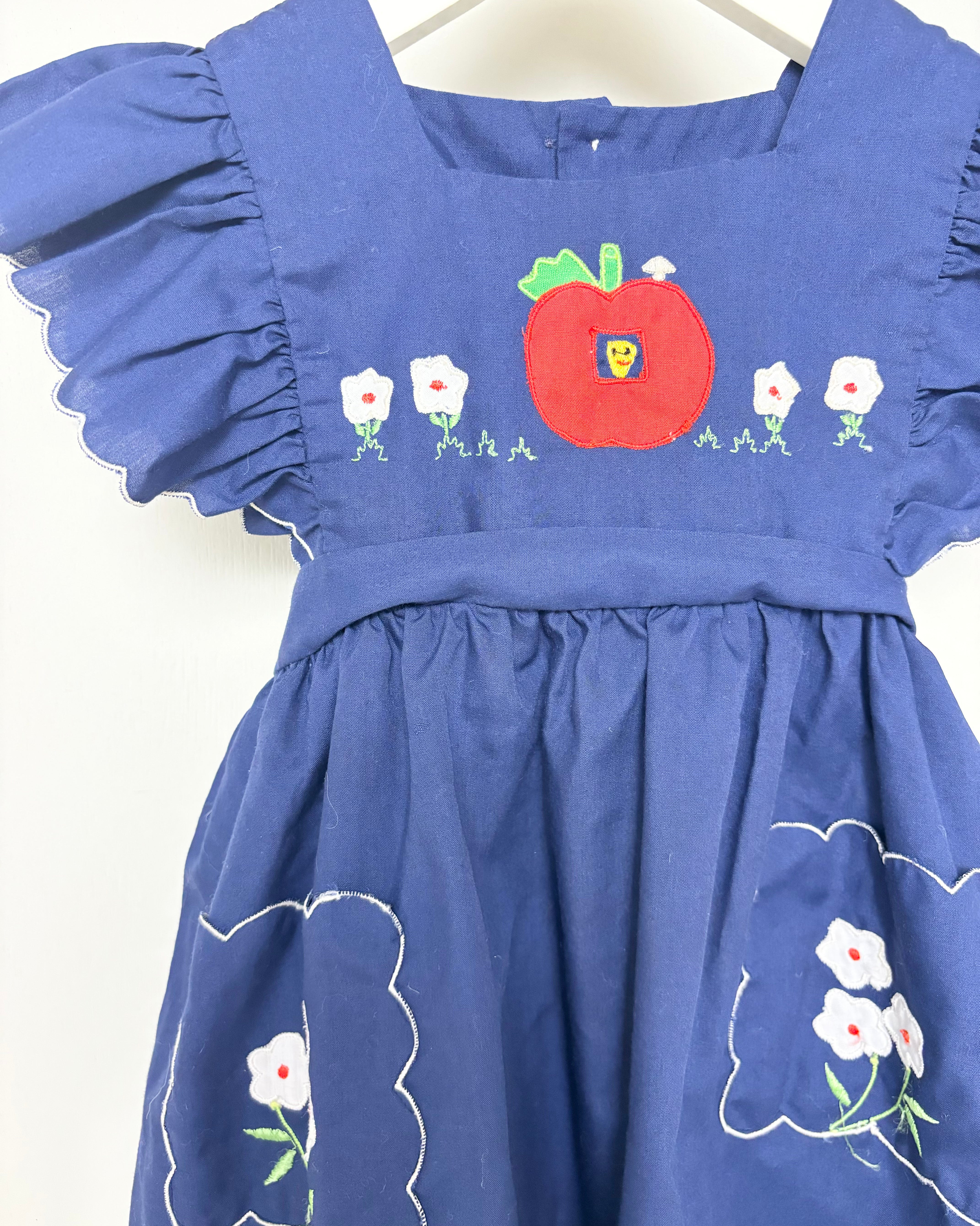 Vintage - Blue Apron Embroidered Dress 18-24M