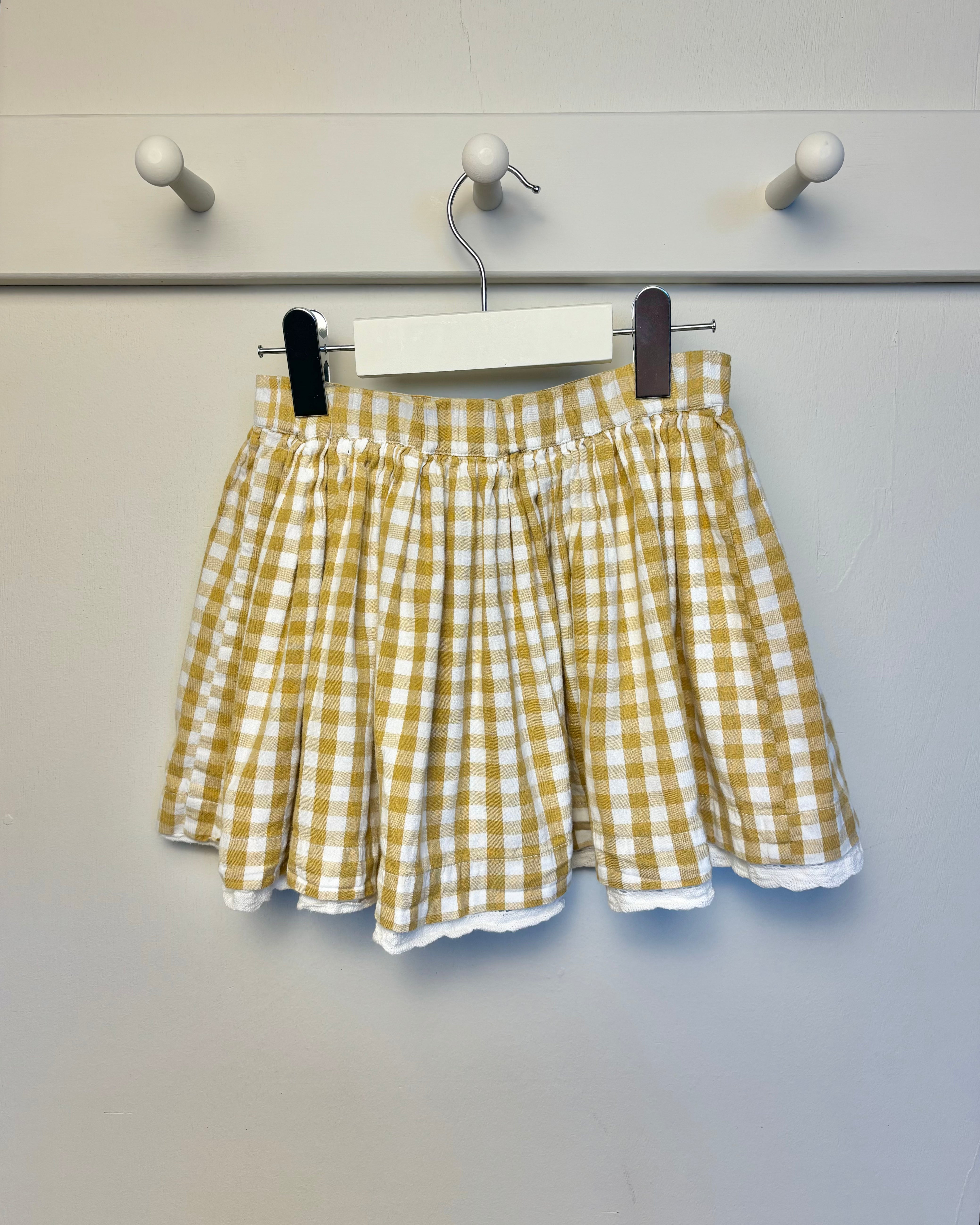 Little Cotton Clothes - Yellow Check Skirt 5-6Y