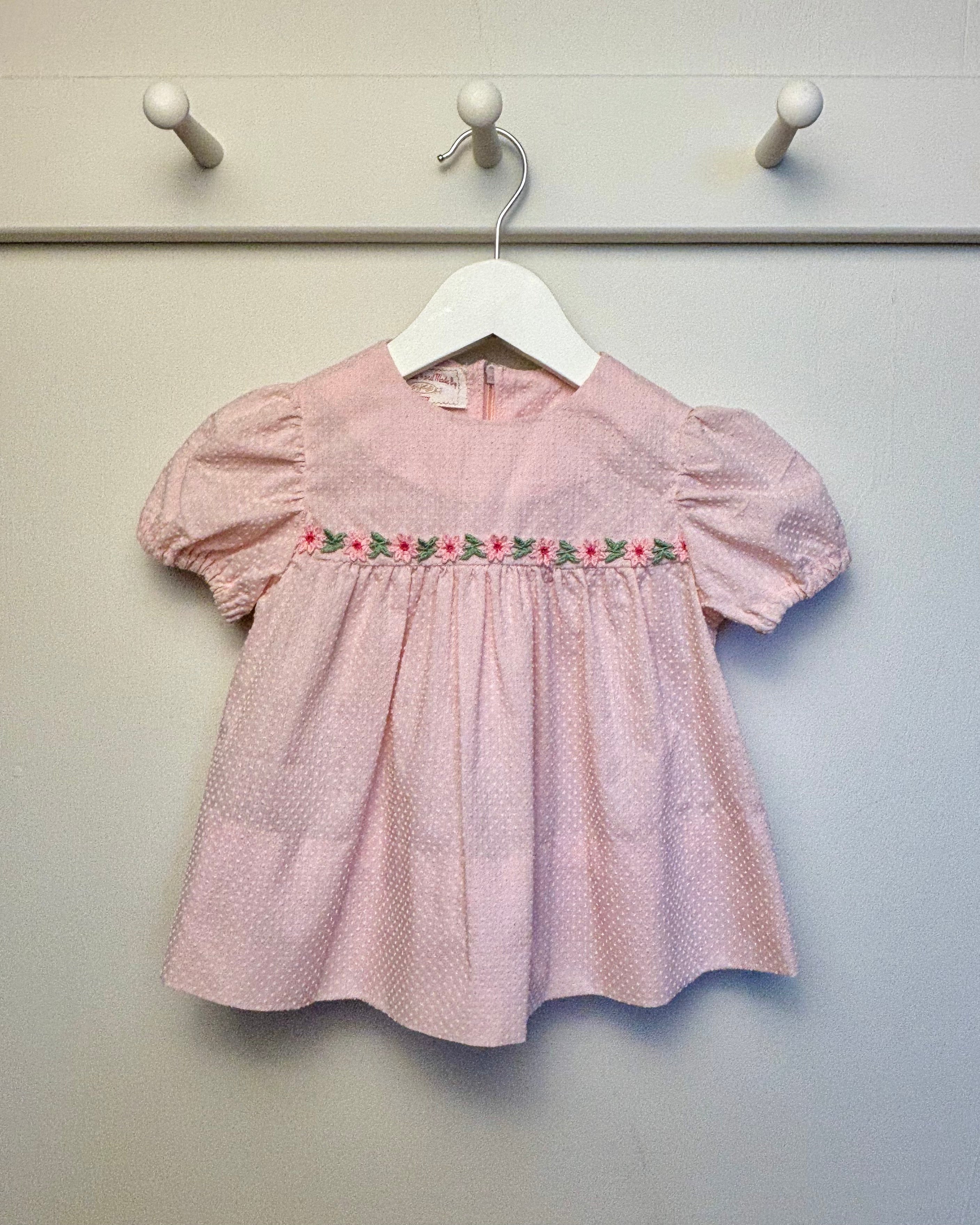 Vintage - Pink Swiss Dot Top 3-4Y