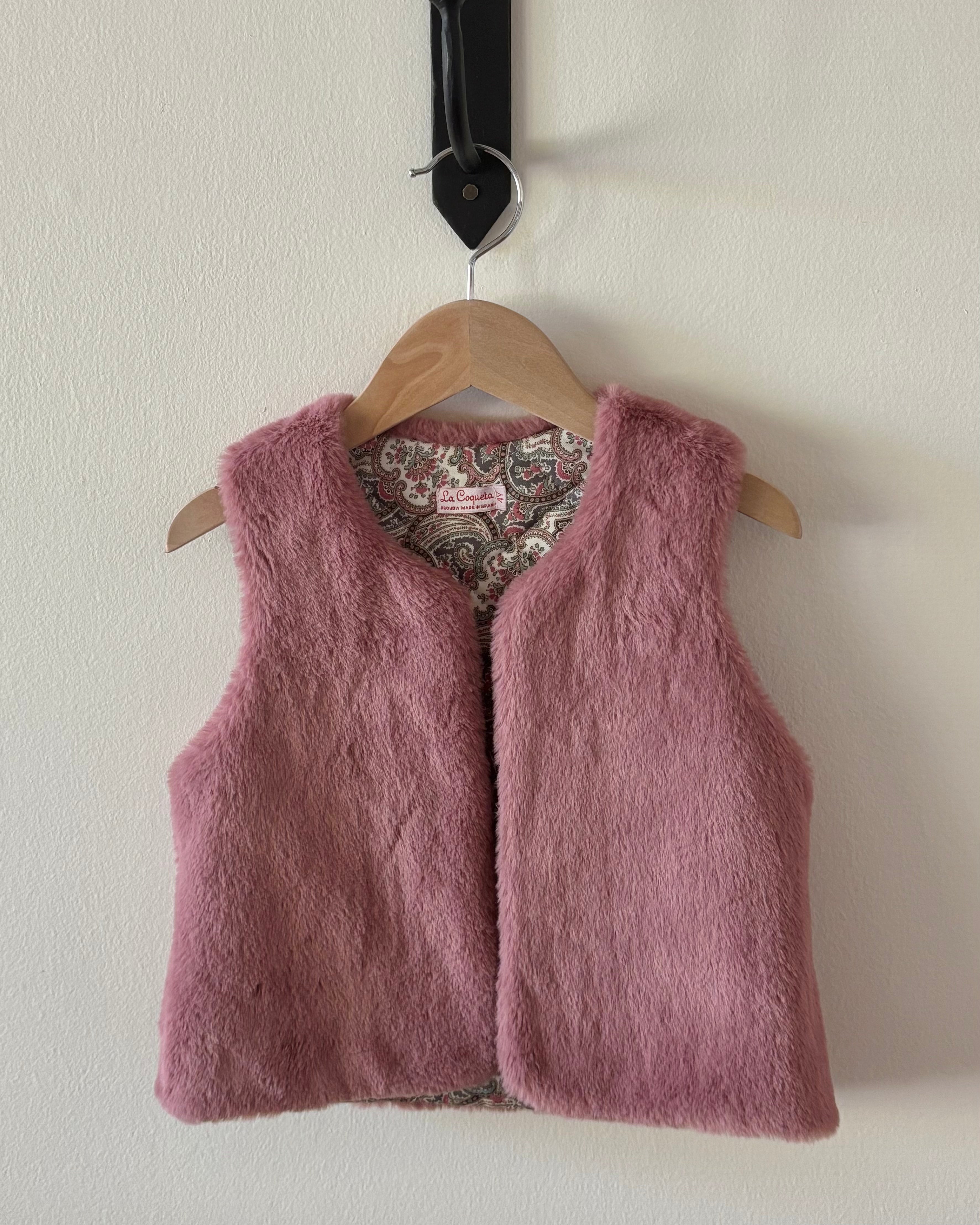 La Coqueta - Purple Faux Fur Quilted Vest 4Y