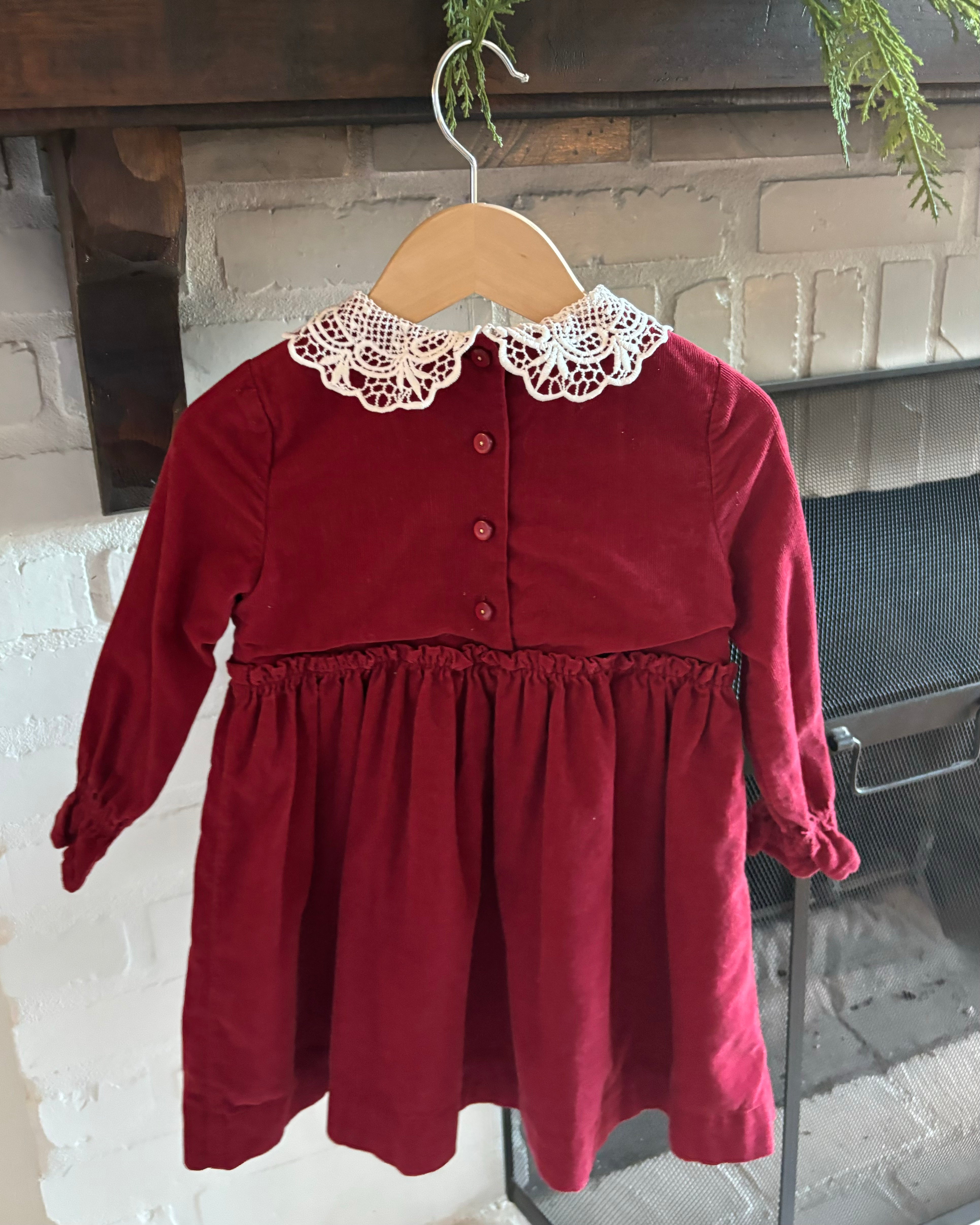 Maison Me - Red Corduroy Holiday Dress 3Y