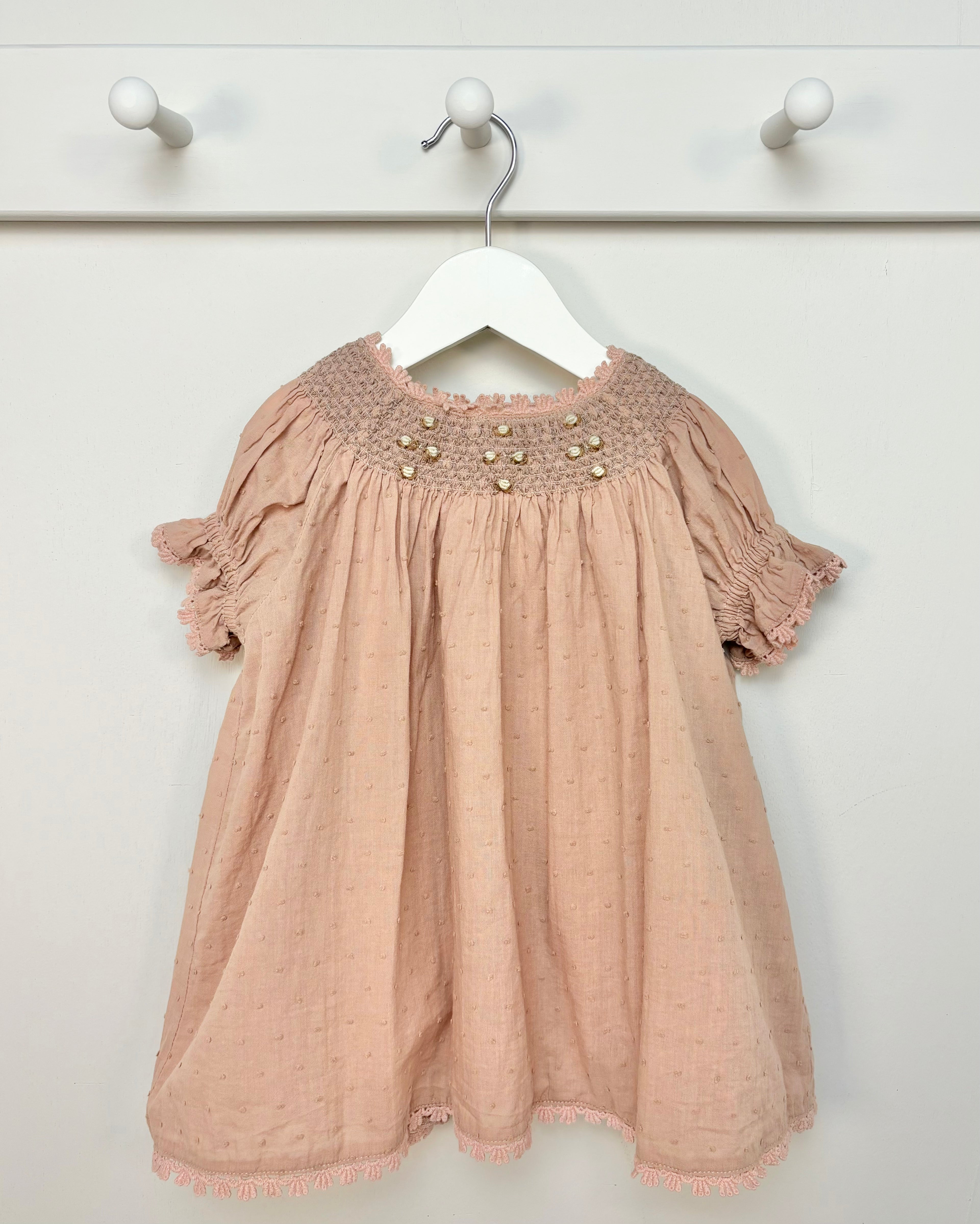 Noralee - Pink Swiss Dot Dress 12M