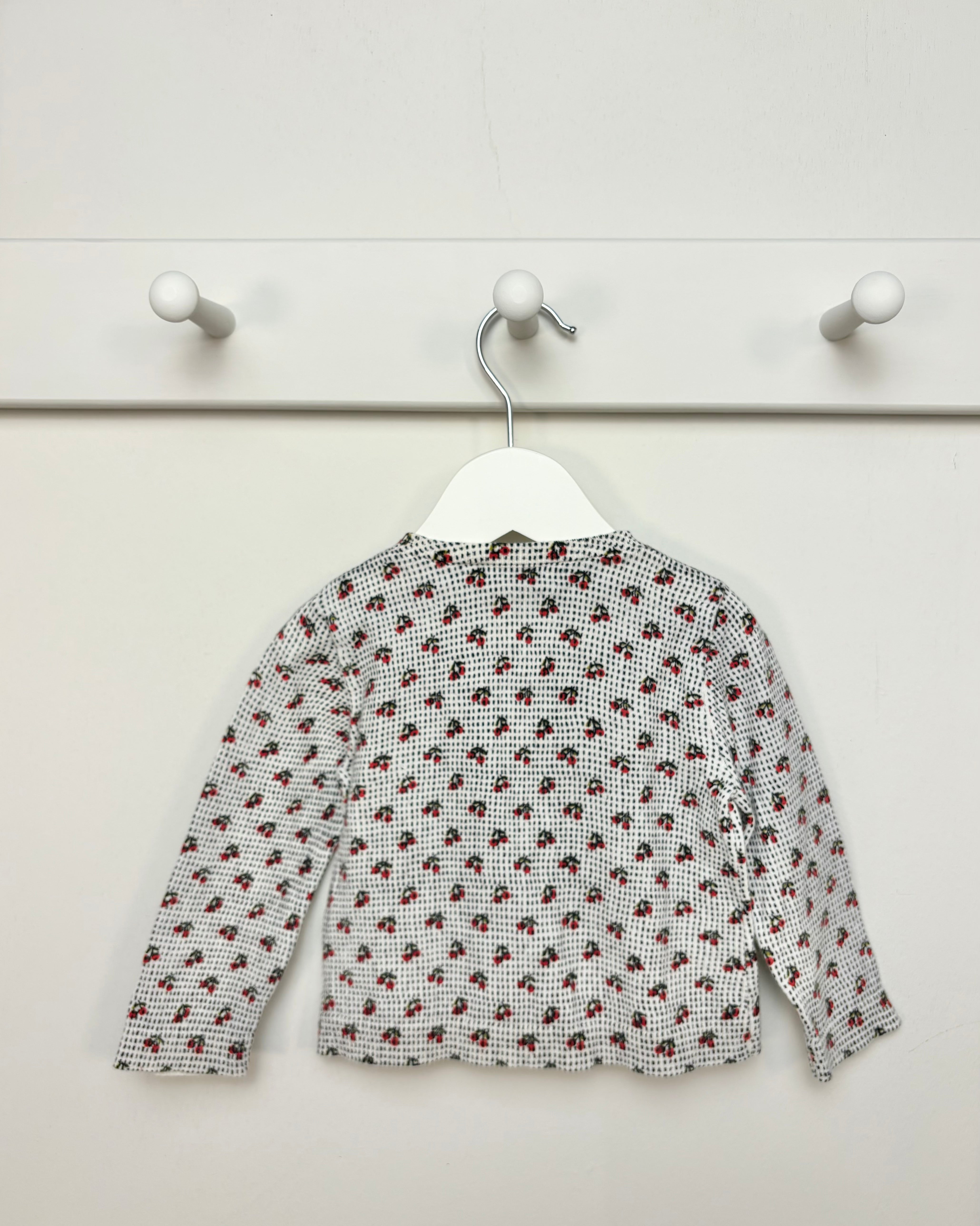 Bonpoint - Cherries & Black Dot Knit Cardigan 6-12M