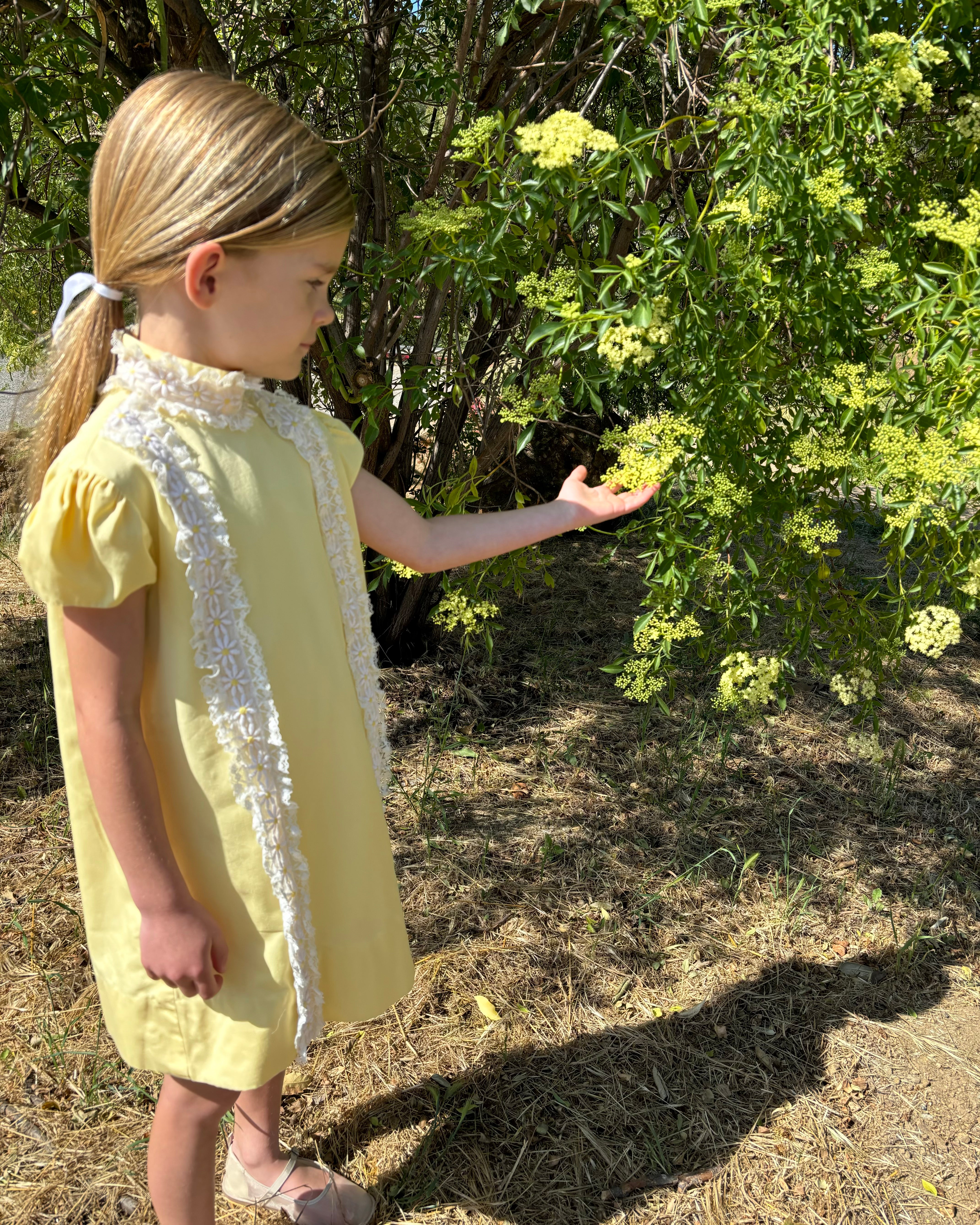 Vintage - 1960's Yellow Daisy Lace Dress 6Y