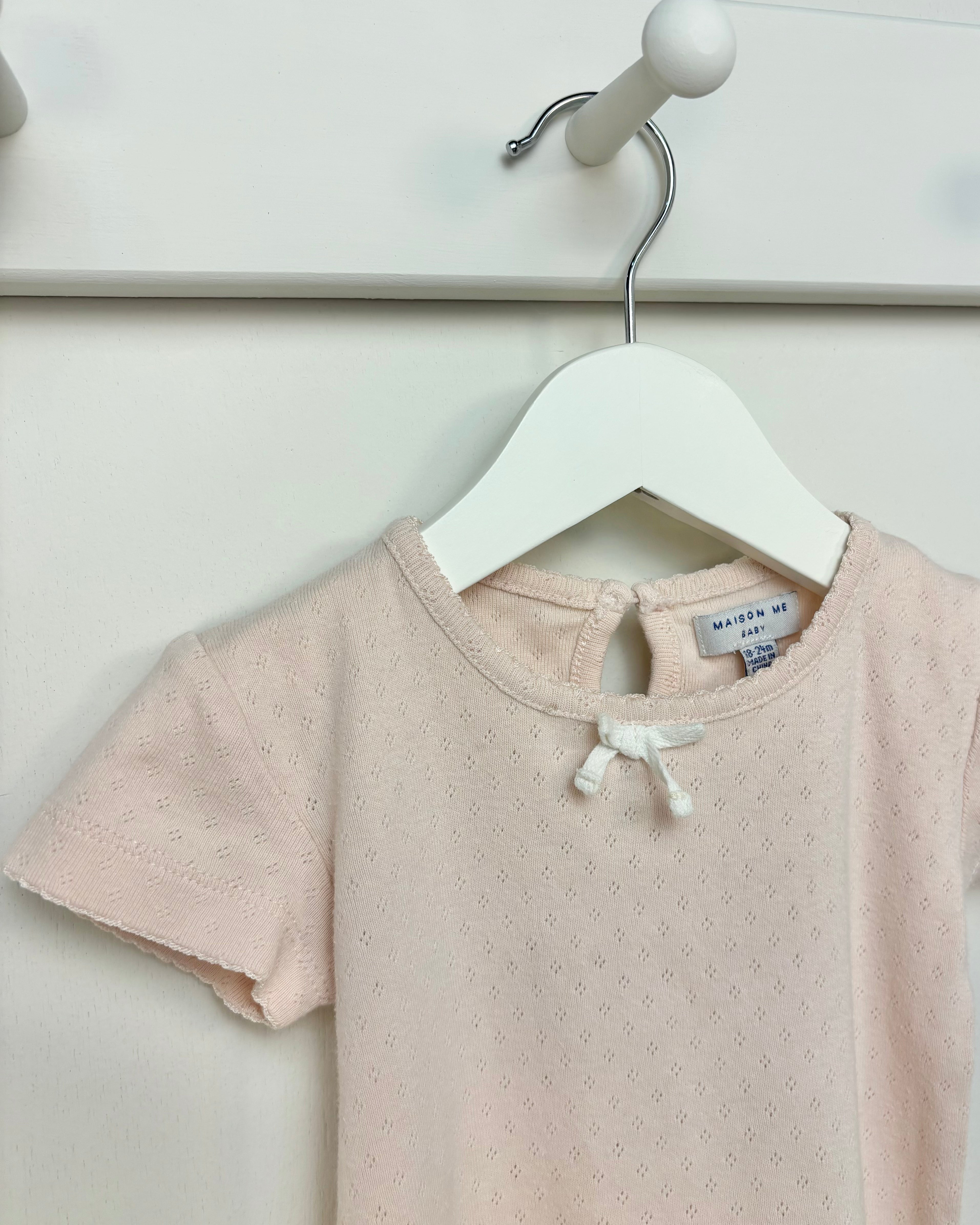 Maison Me - Pink Pointelle Tee 18-24M