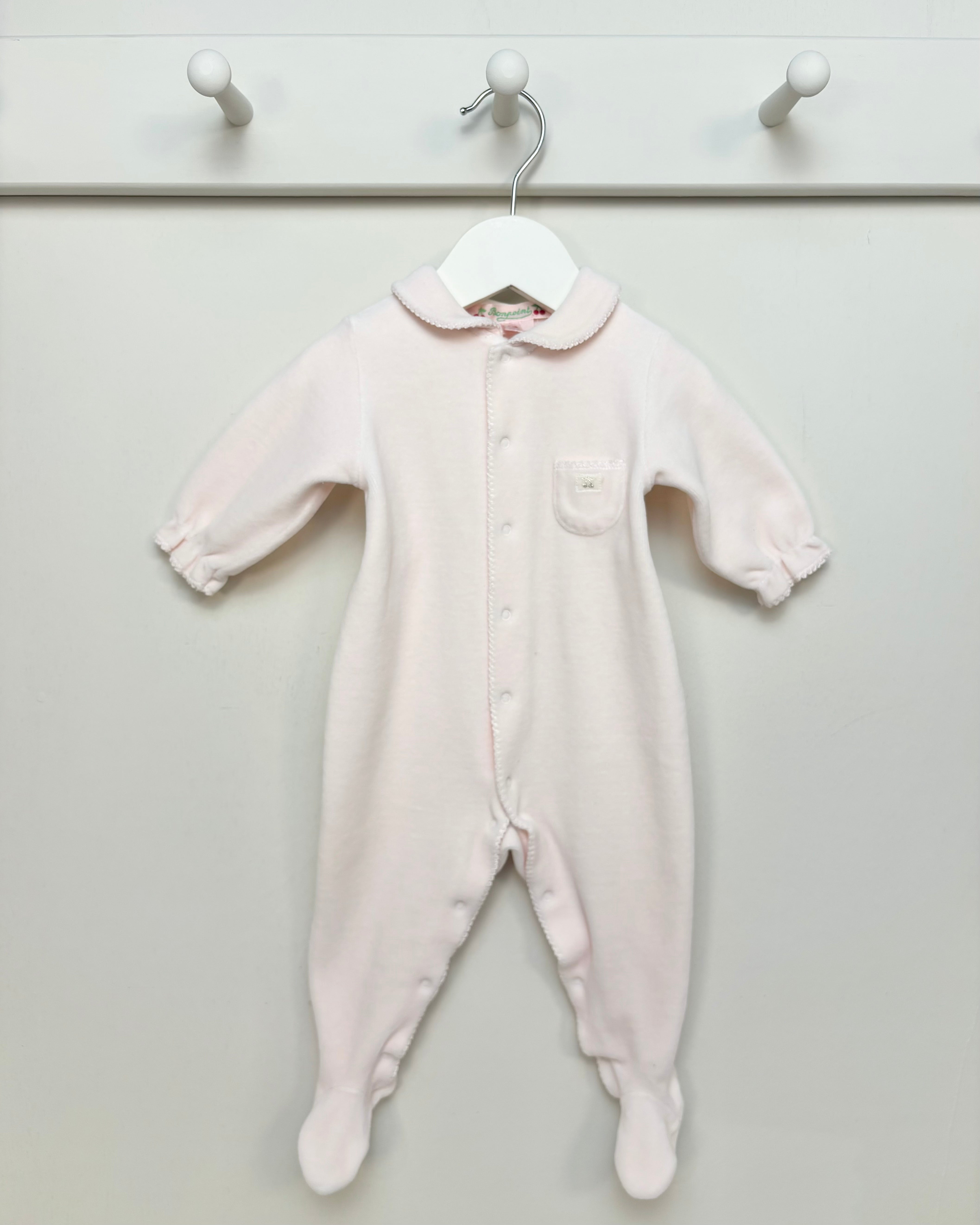 Bonpoint - Light Pink Velour Onsie 1M