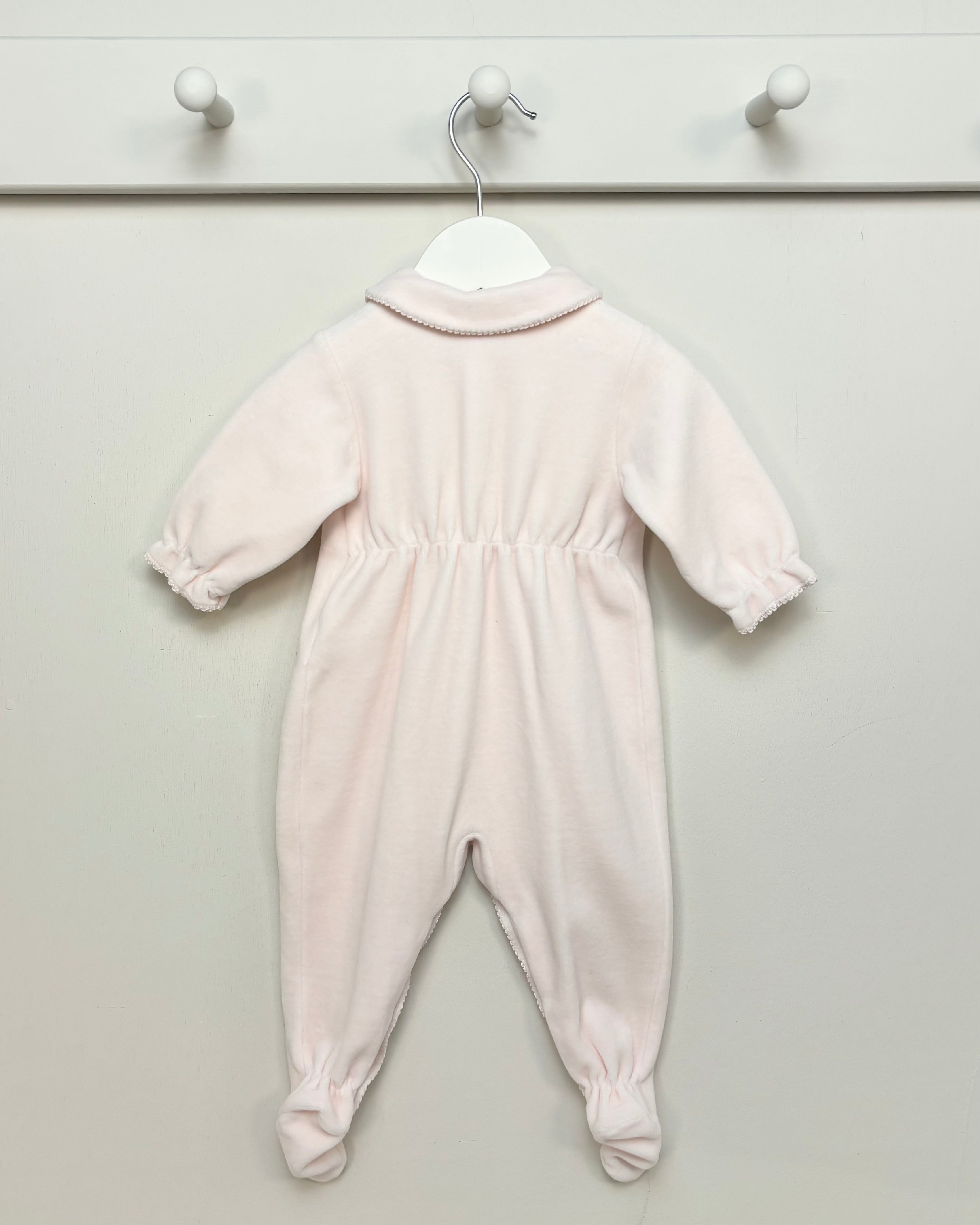 Bonpoint - Light Pink Velour Onsie 1M