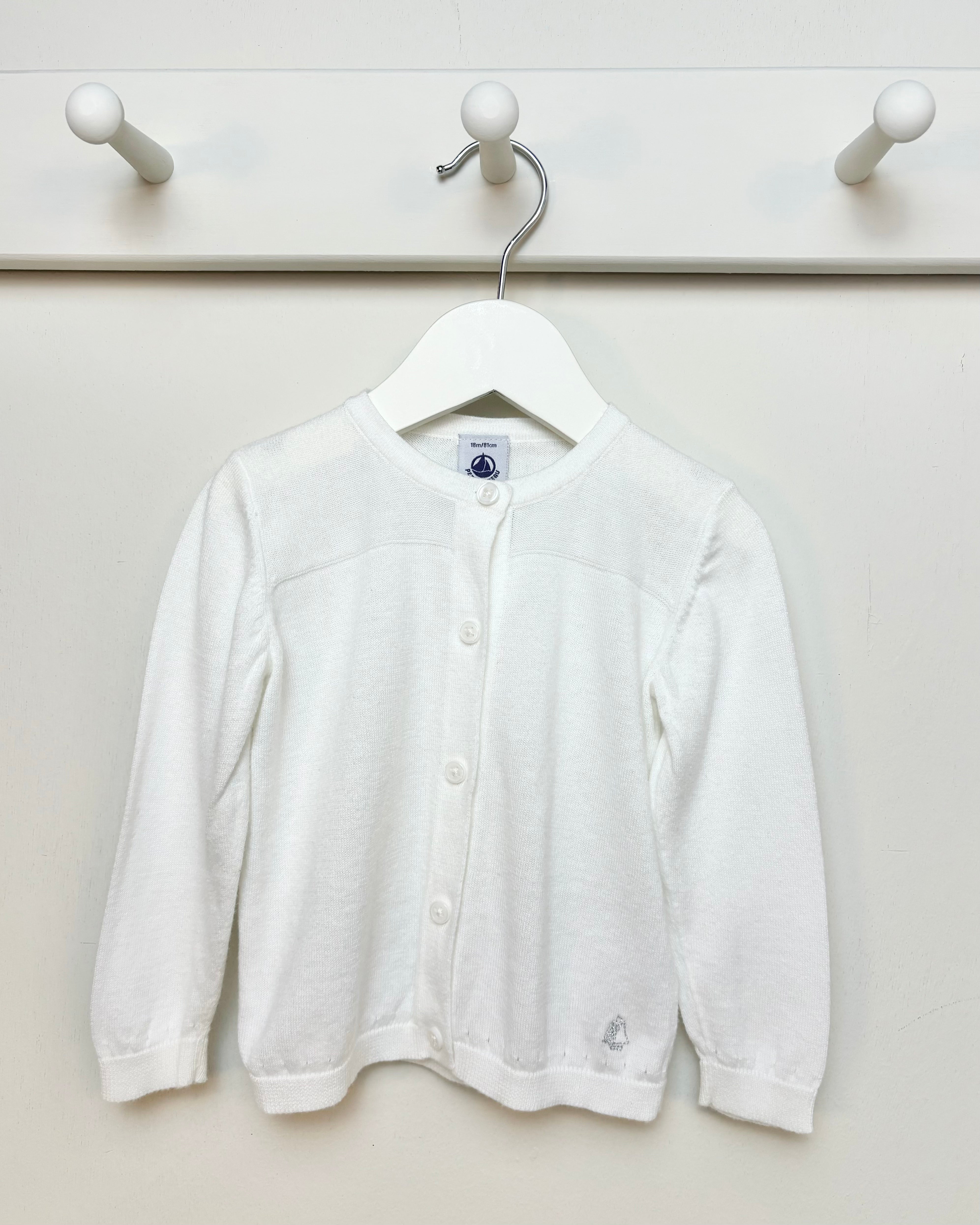 Petit Bateau - White Cardigan 18M