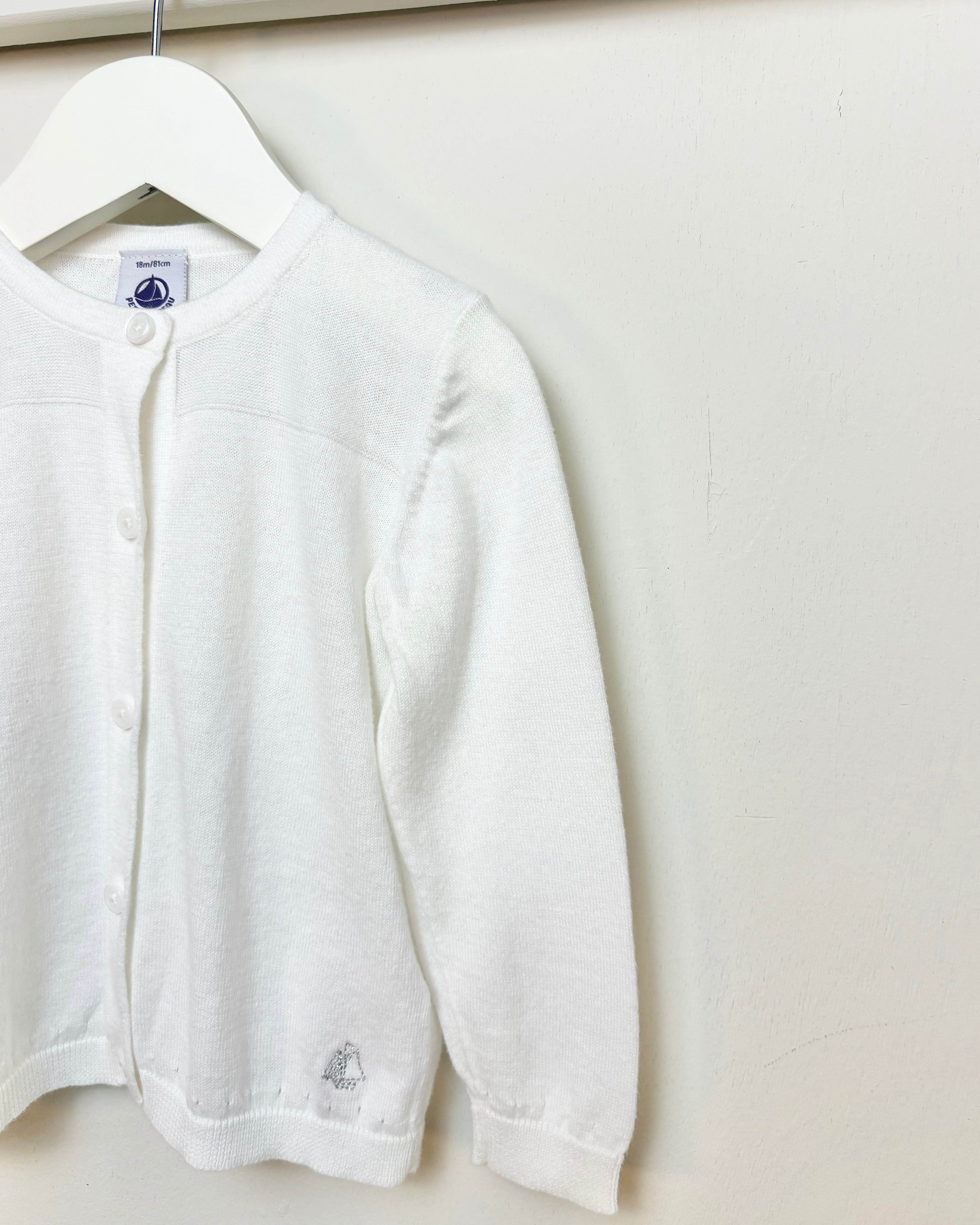 Petit Bateau - White Cardigan 18M