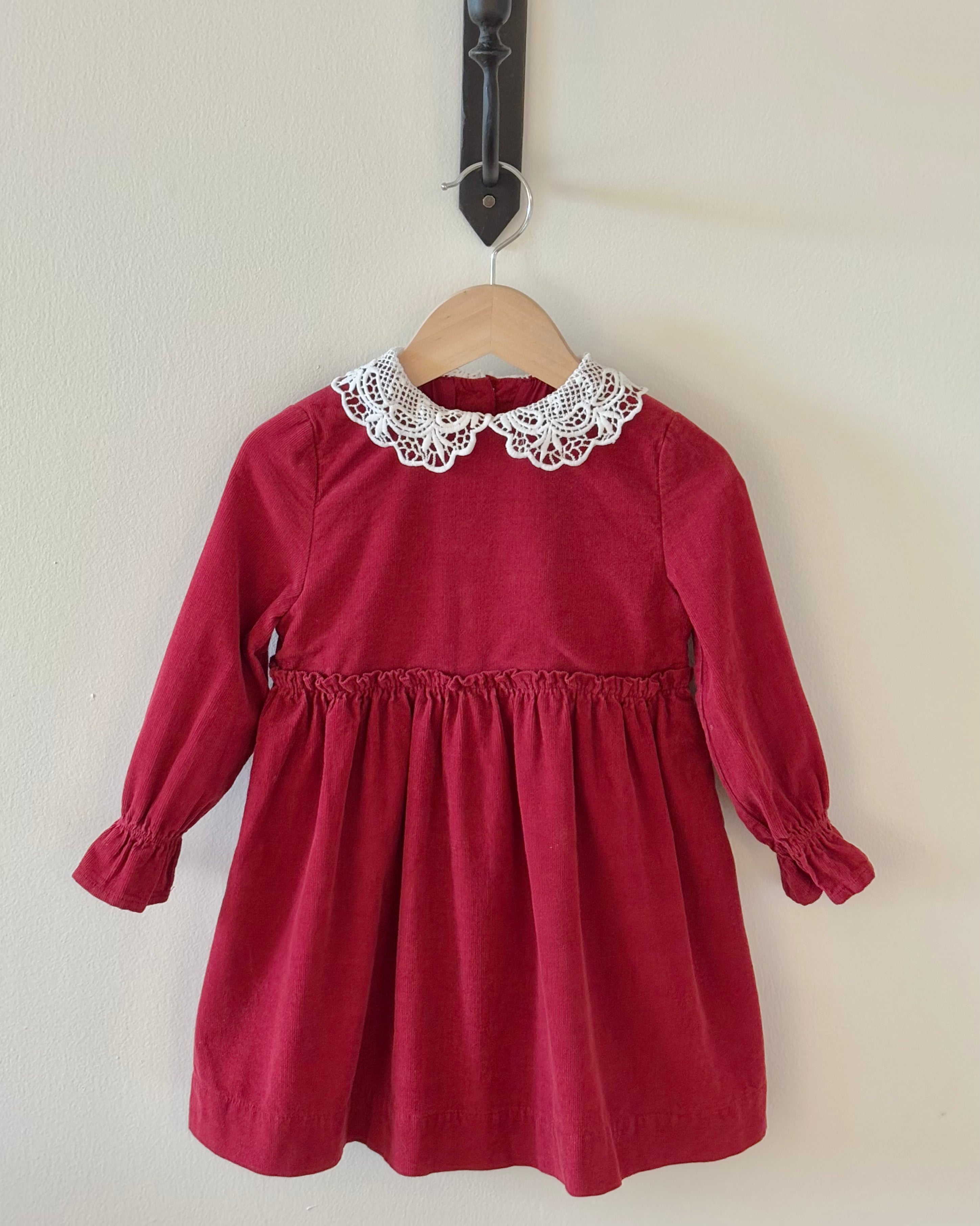 Maison Me - Red Corduroy Holiday Dress 3Y