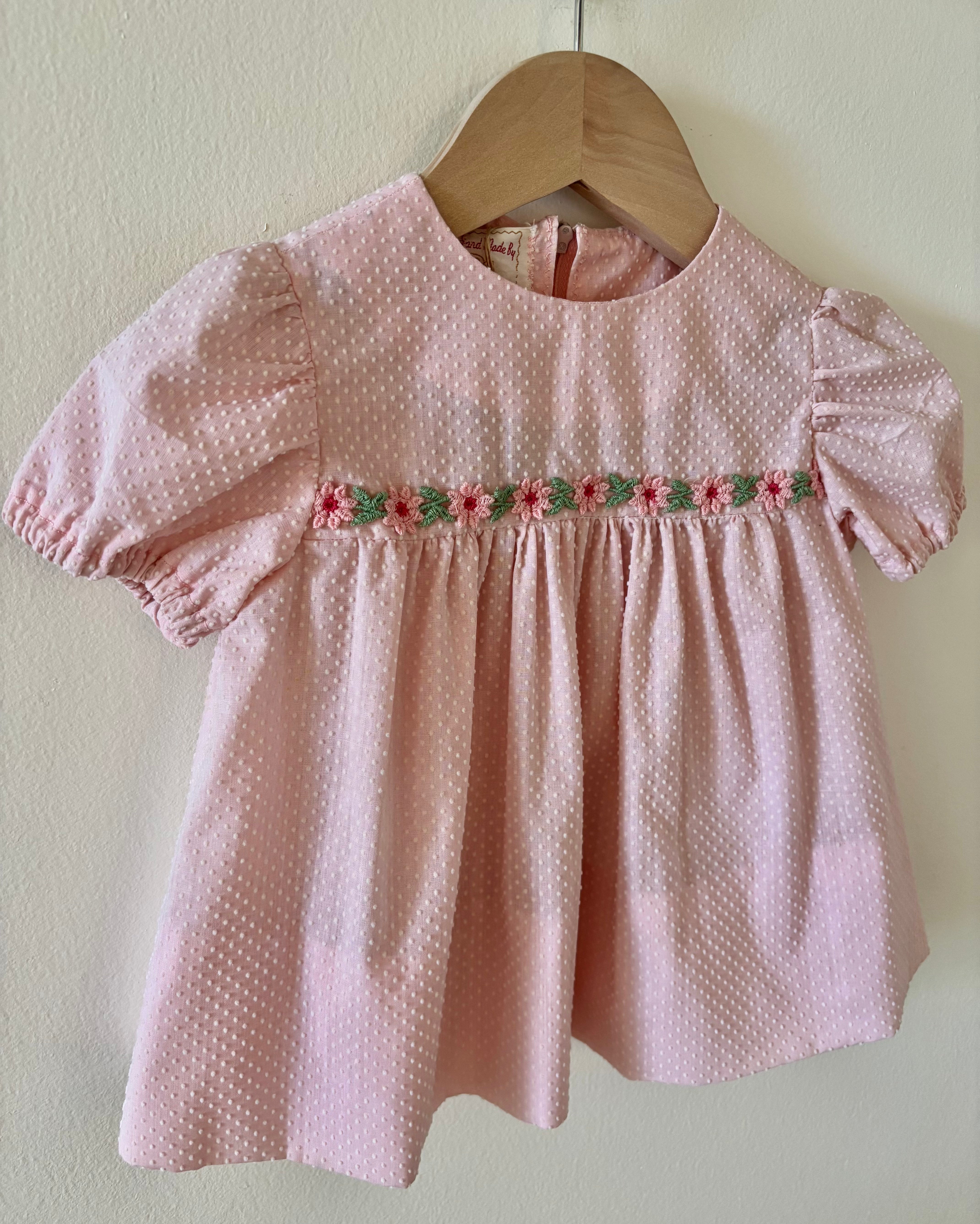 Vintage - Pink Swiss Dot Top 3-4Y