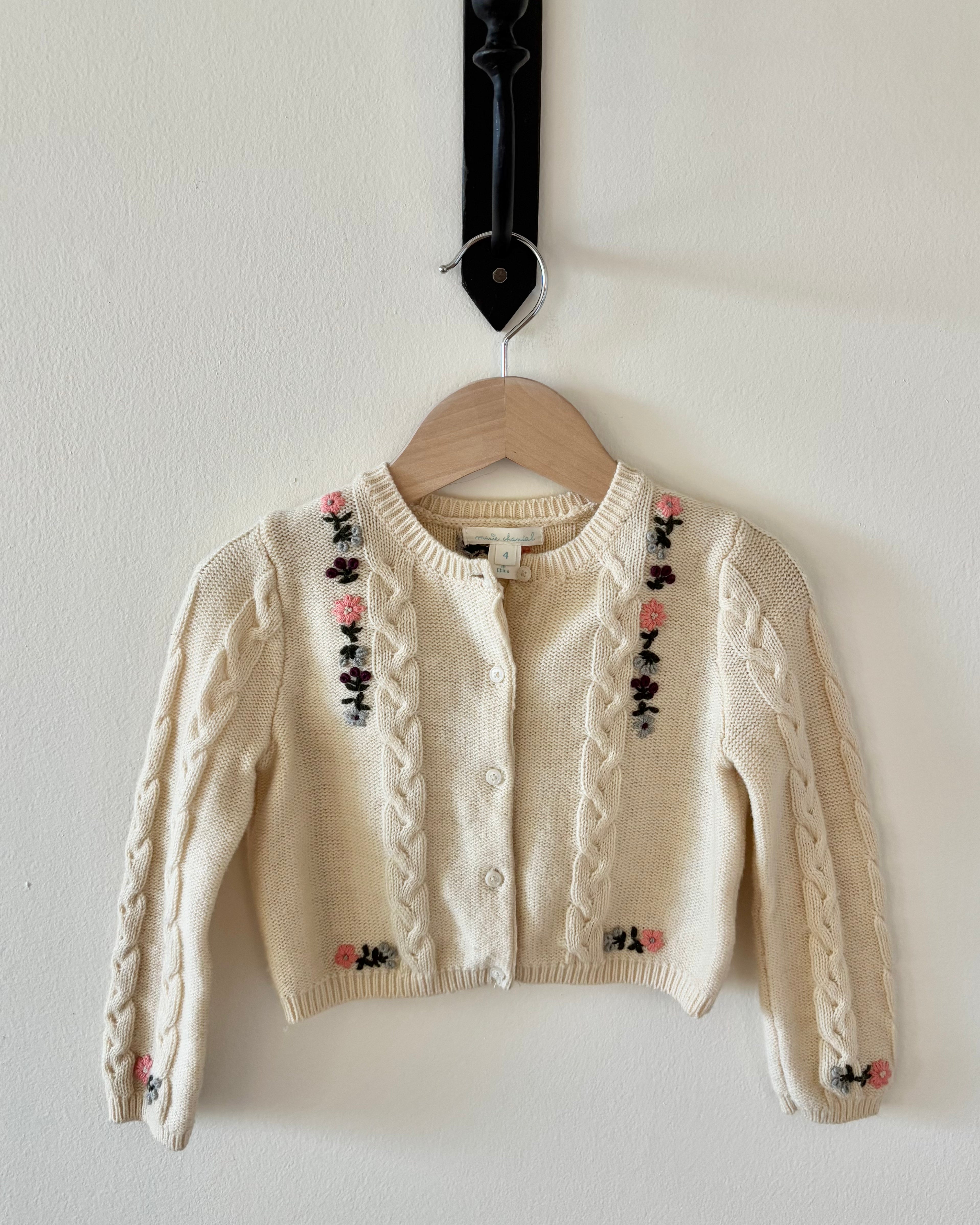 Marie Chantal - Ivory Floral Cardigan 3-4Y