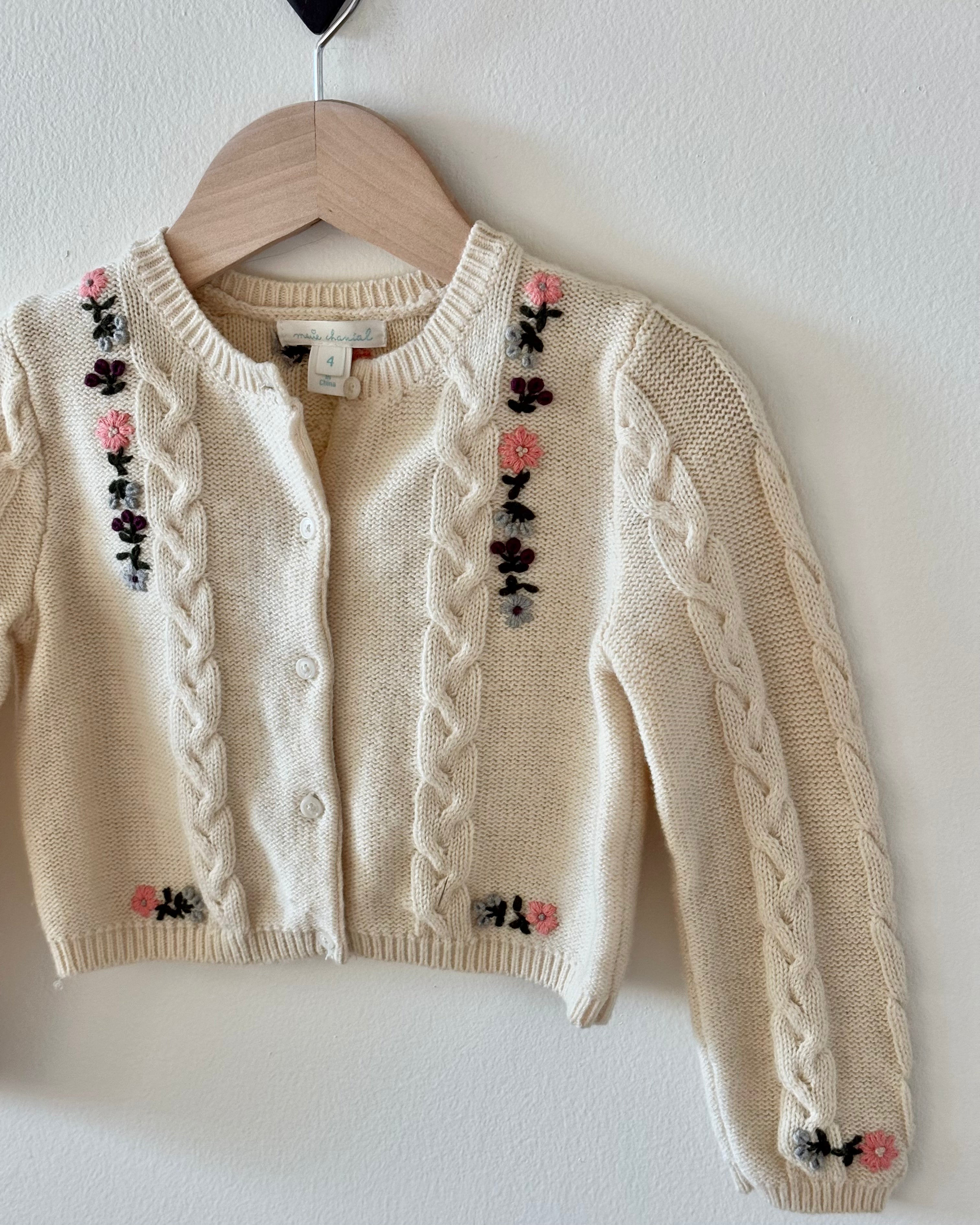 Marie Chantal - Ivory Floral Cardigan 3-4Y