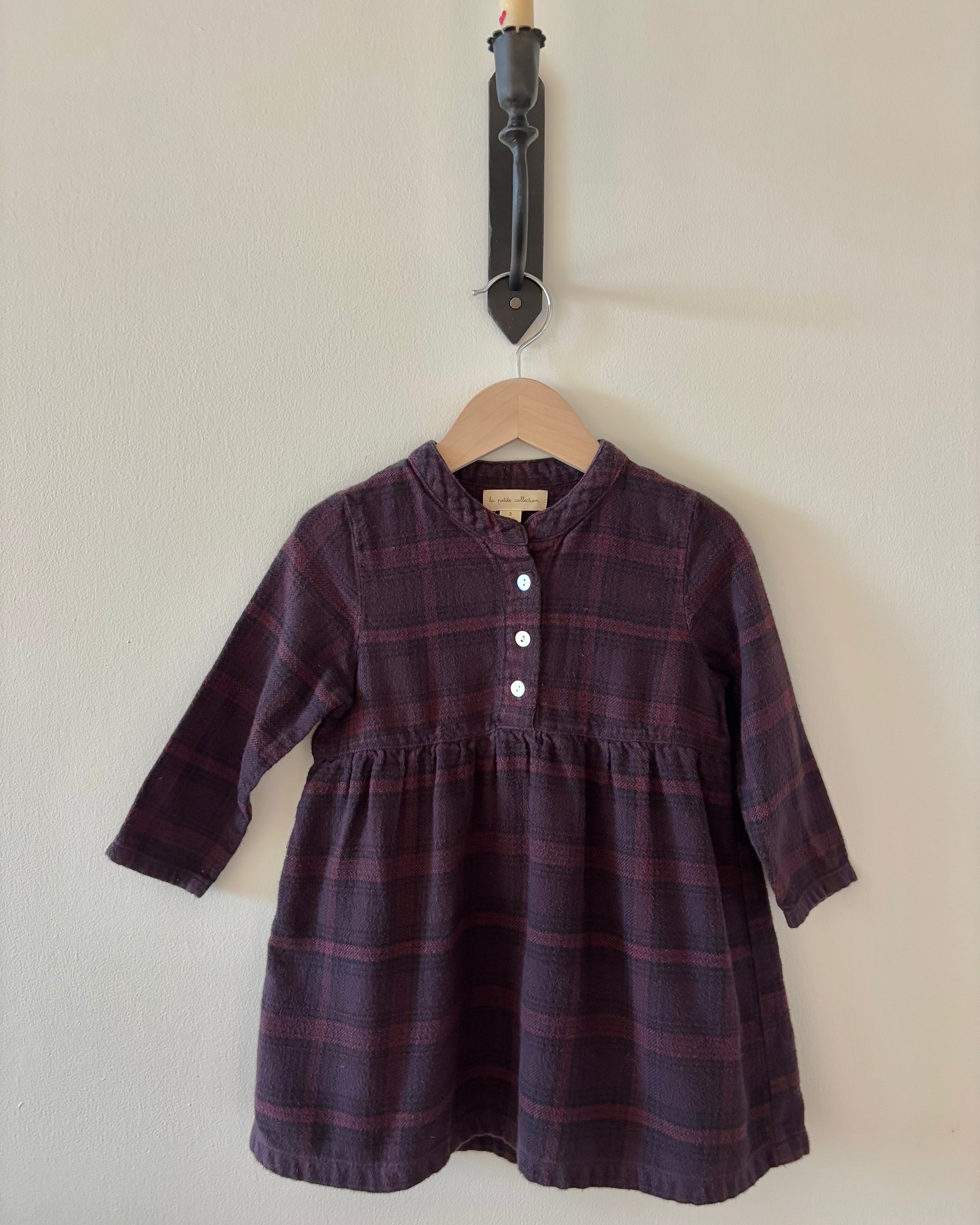 La Petite Collection - Plum Burgundy Flannel Dress 3Y